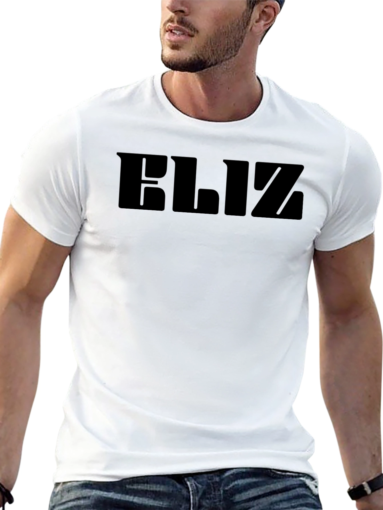 Mens Black ELIZ Graphic Tee - Casual Comfort