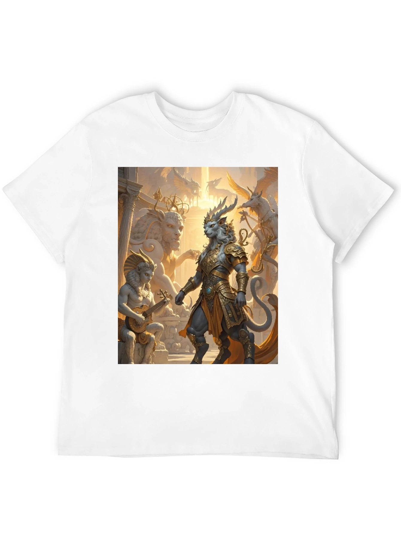 Fantasy Art Tee: Regal Lion Warrior Design