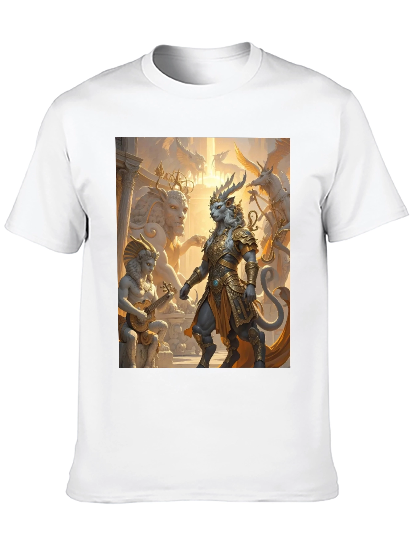 Fantasy Art Tee: Regal Lion Warrior Design