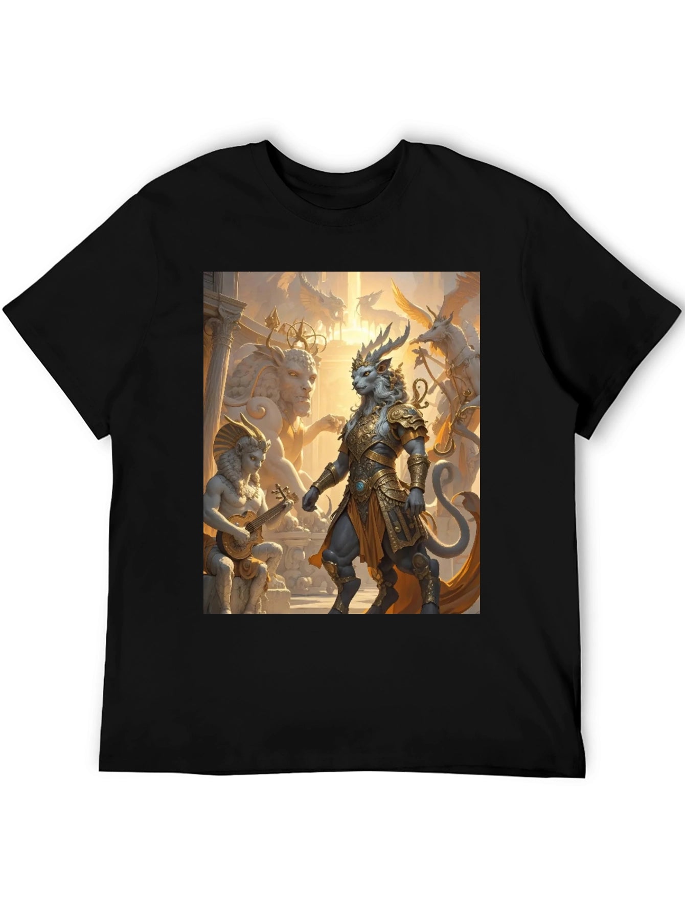 Fantasy Art Tee: Regal Lion Warrior Design