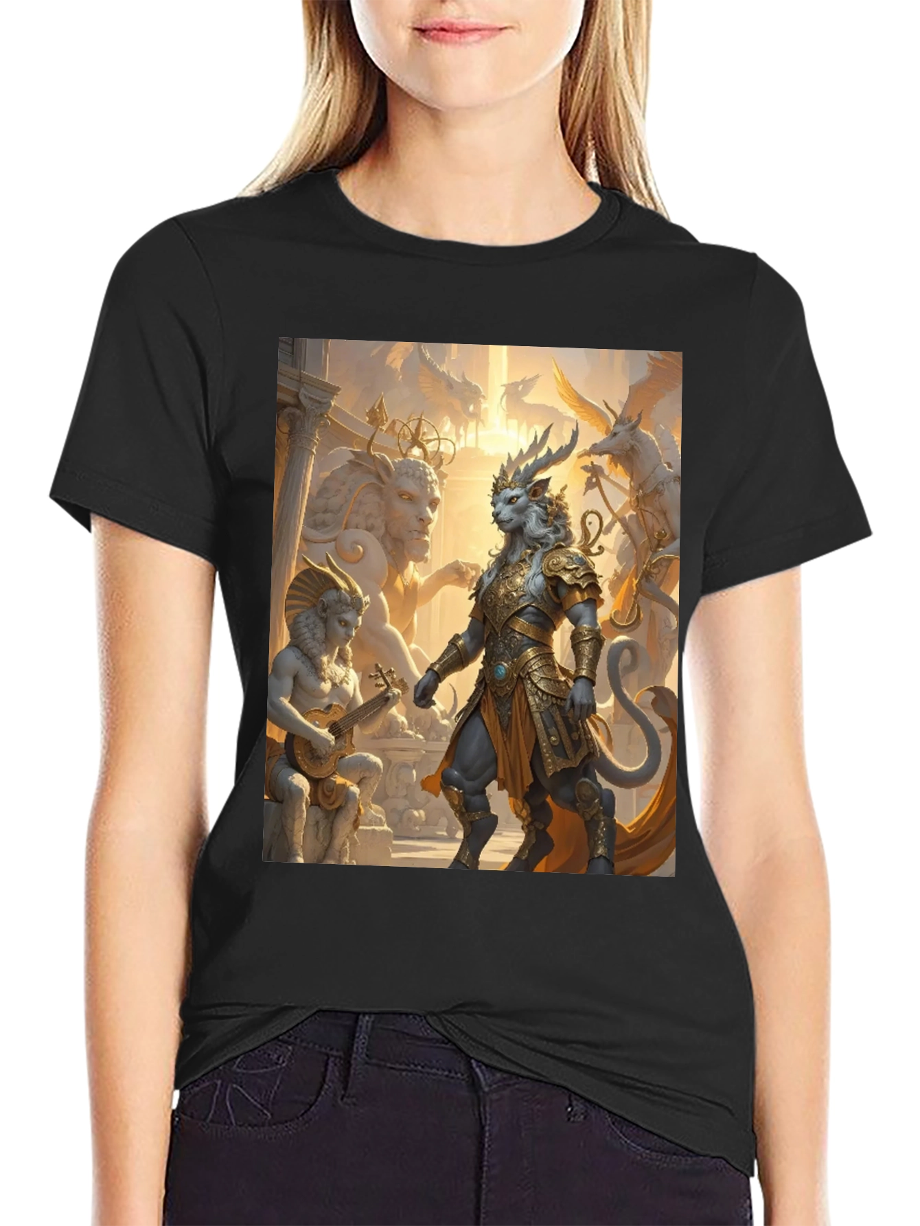 Fantasy Art Tee: Regal Lion Warrior Design