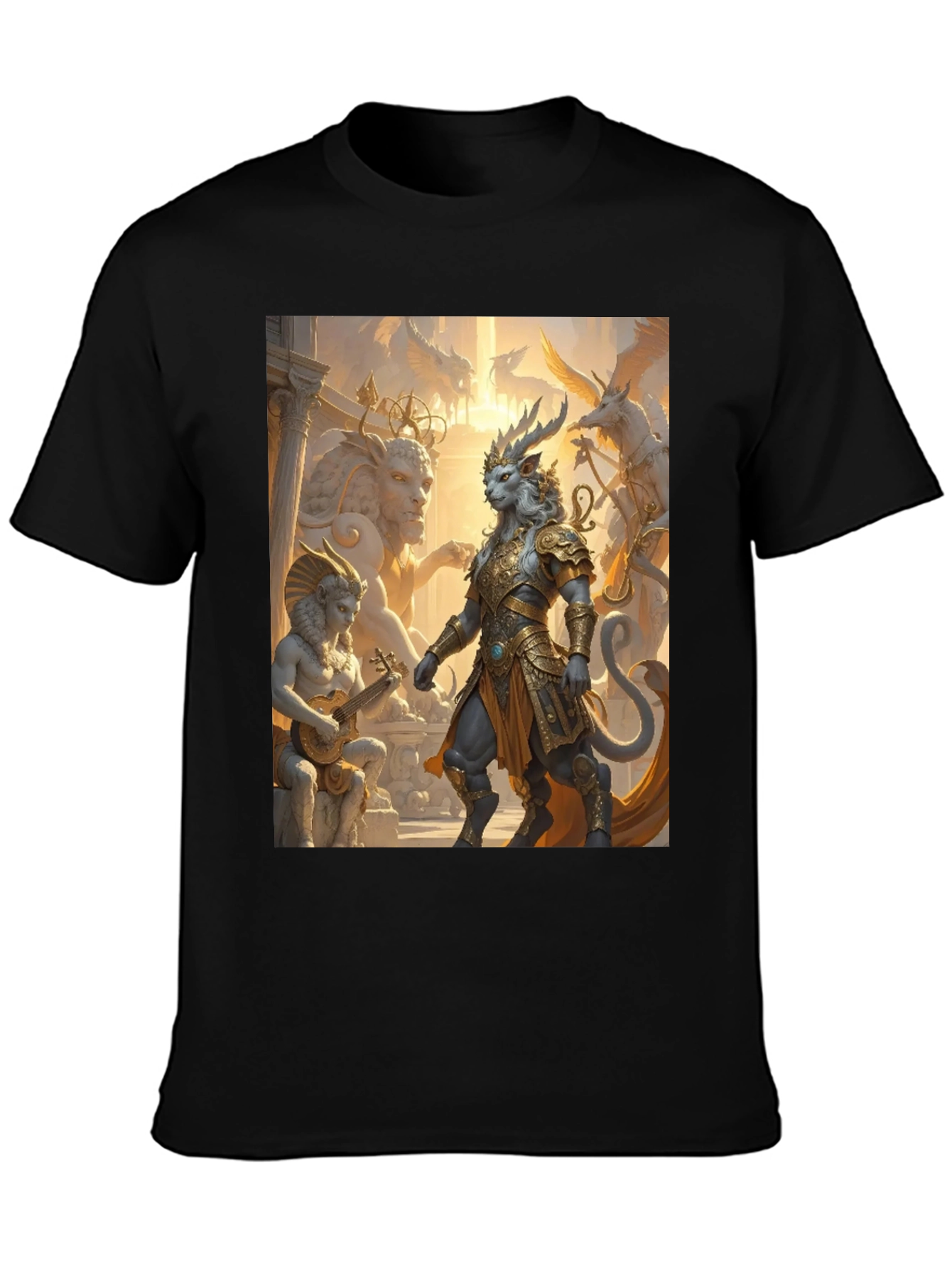 Fantasy Art Tee: Regal Lion Warrior Design