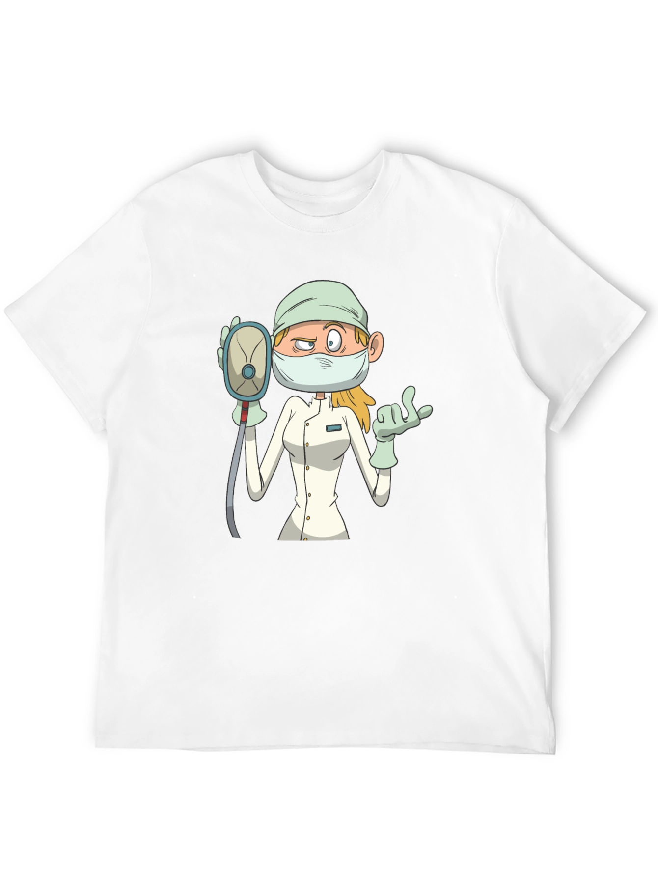 Cartoon Nurse T-Shirt - Unisex Black Tee