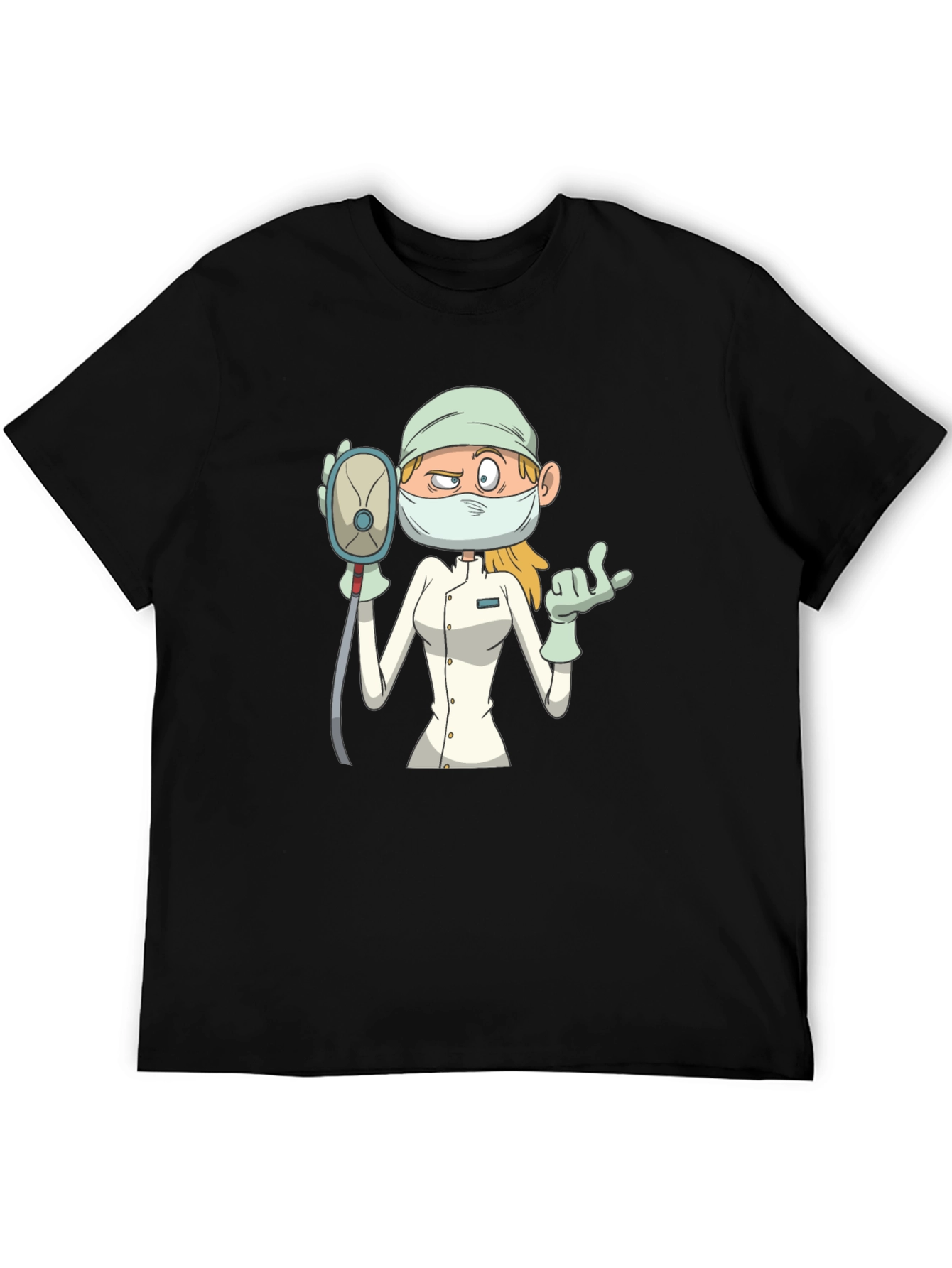 Cartoon Nurse T-Shirt - Unisex Black Tee
