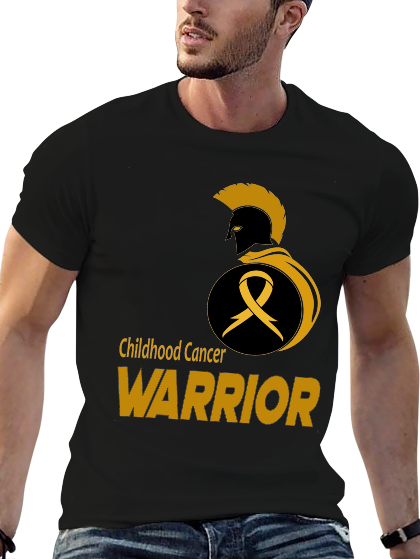 Childhood Cancer Warrior T-Shirt - Gold Ribbon Spartan