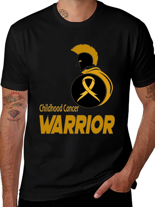 Childhood Cancer Warrior T-Shirt - Gold Ribbon Spartan