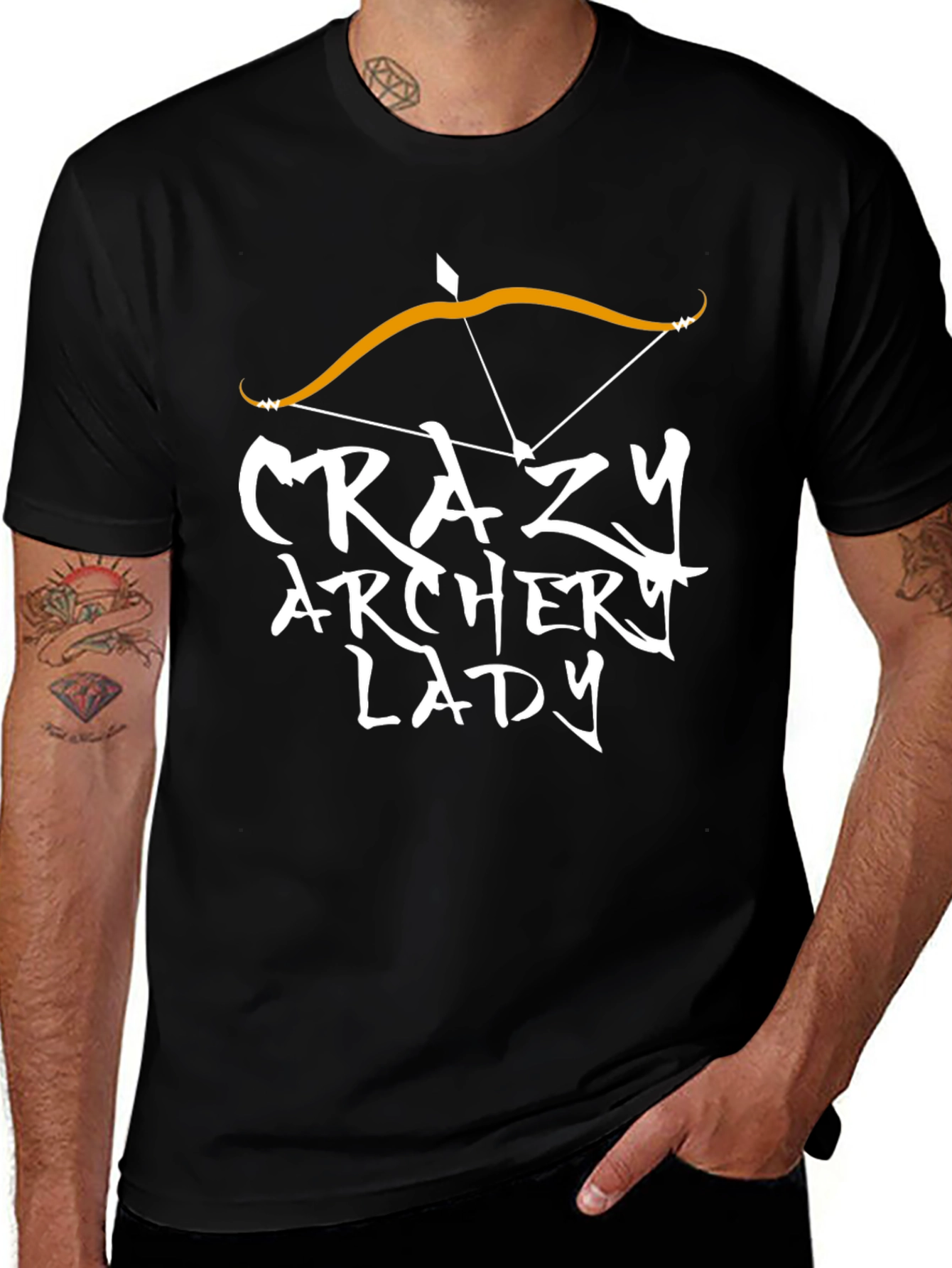 Crazy Archer Lady T-Shirt - Archery Bow Design