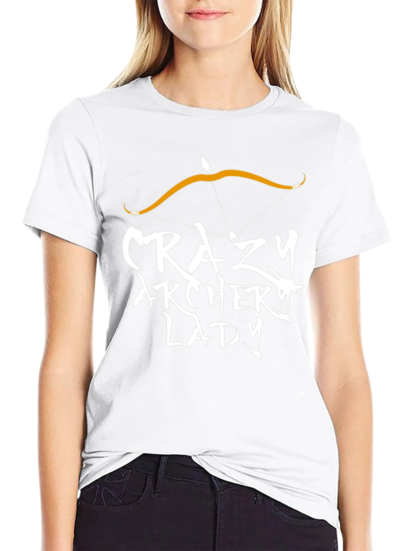 Crazy Archer Lady T-Shirt - Archery Bow Design