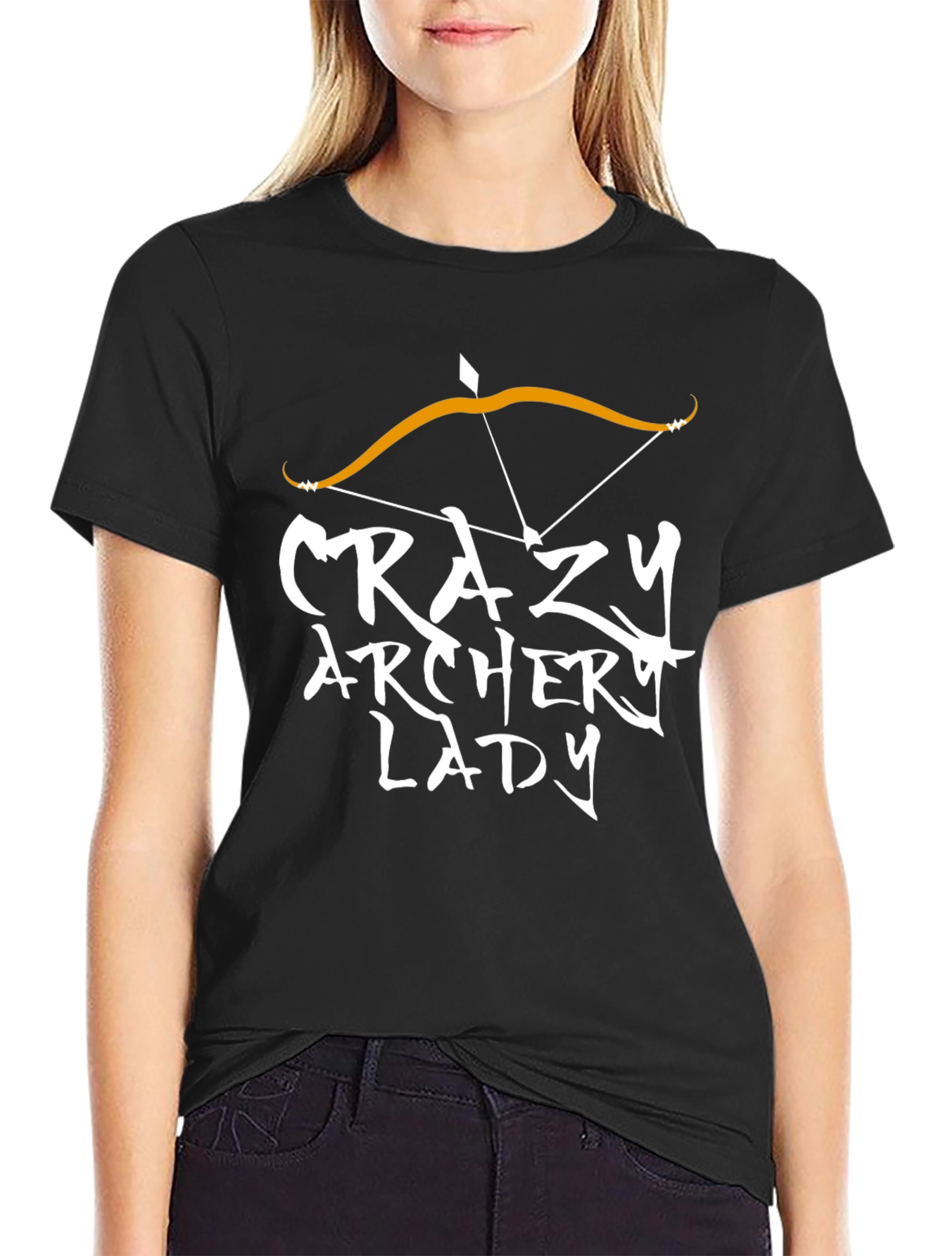 Crazy Archer Lady T-Shirt - Archery Bow Design