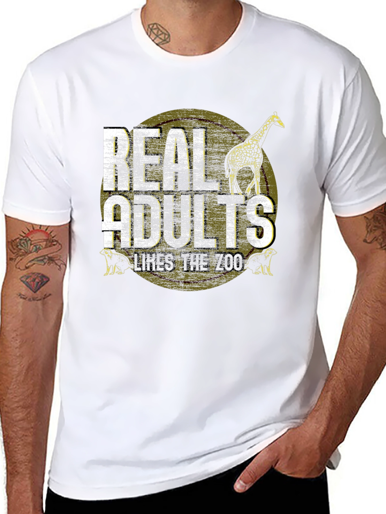 Real Adults Zoo Lover Graphic T-Shirt