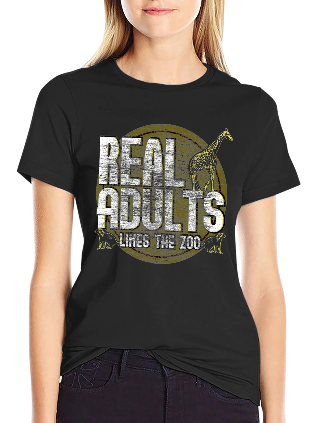 Real Adults Zoo Lover Graphic T-Shirt