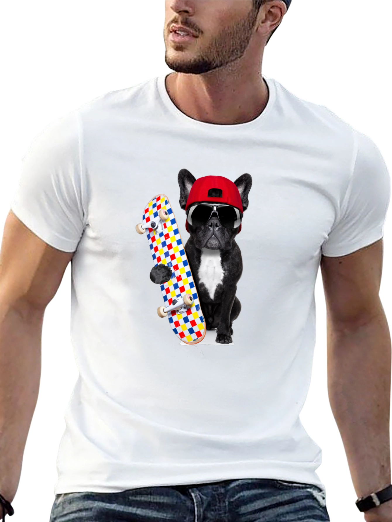 Cool Dog Skateboard Graphic Tee - Black
