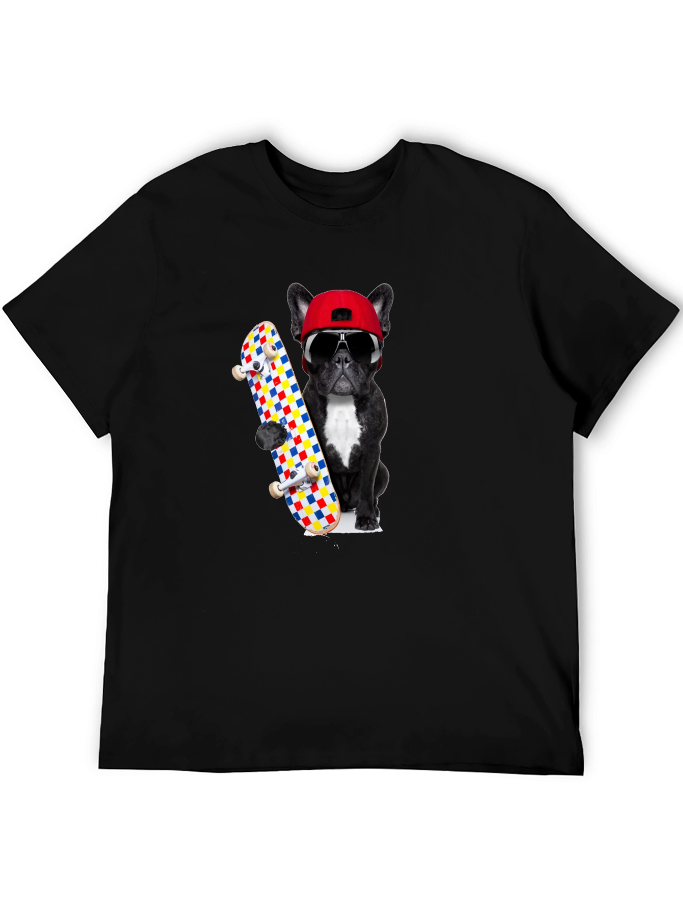 Cool Dog Skateboard Graphic Tee - Black