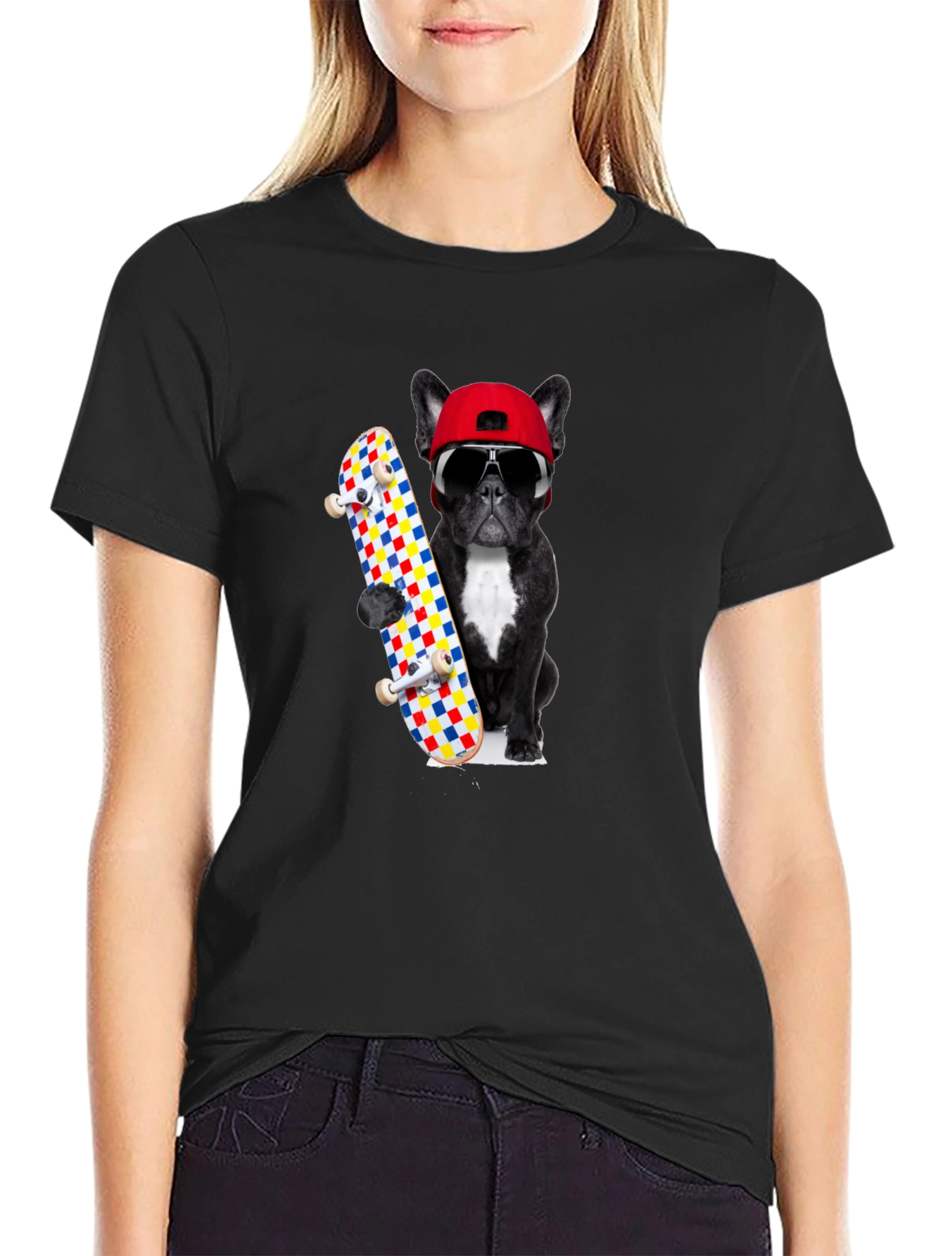 Cool Dog Skateboard Graphic Tee - Black