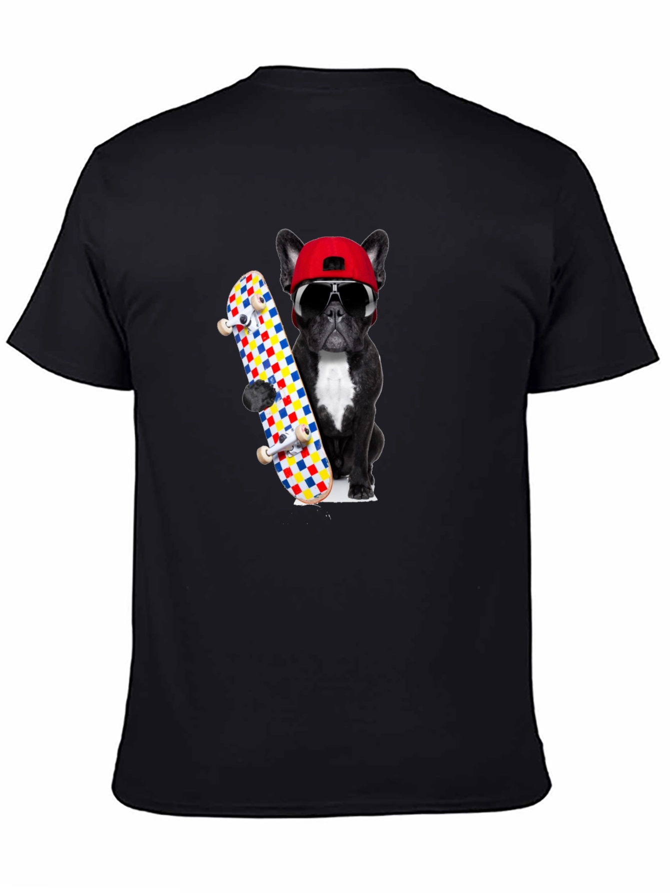 Cool Dog Skateboard Graphic Tee - Black