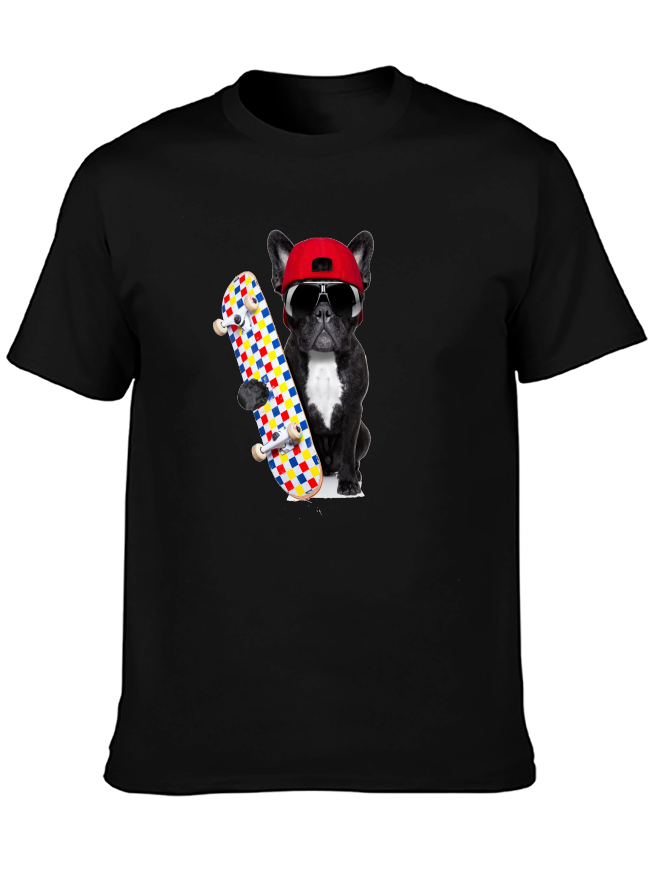 Cool Dog Skateboard Graphic Tee - Black