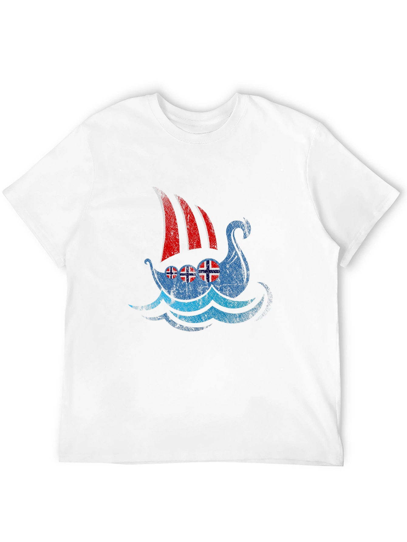 Viking Ship Norway Flag T-Shirt - Black