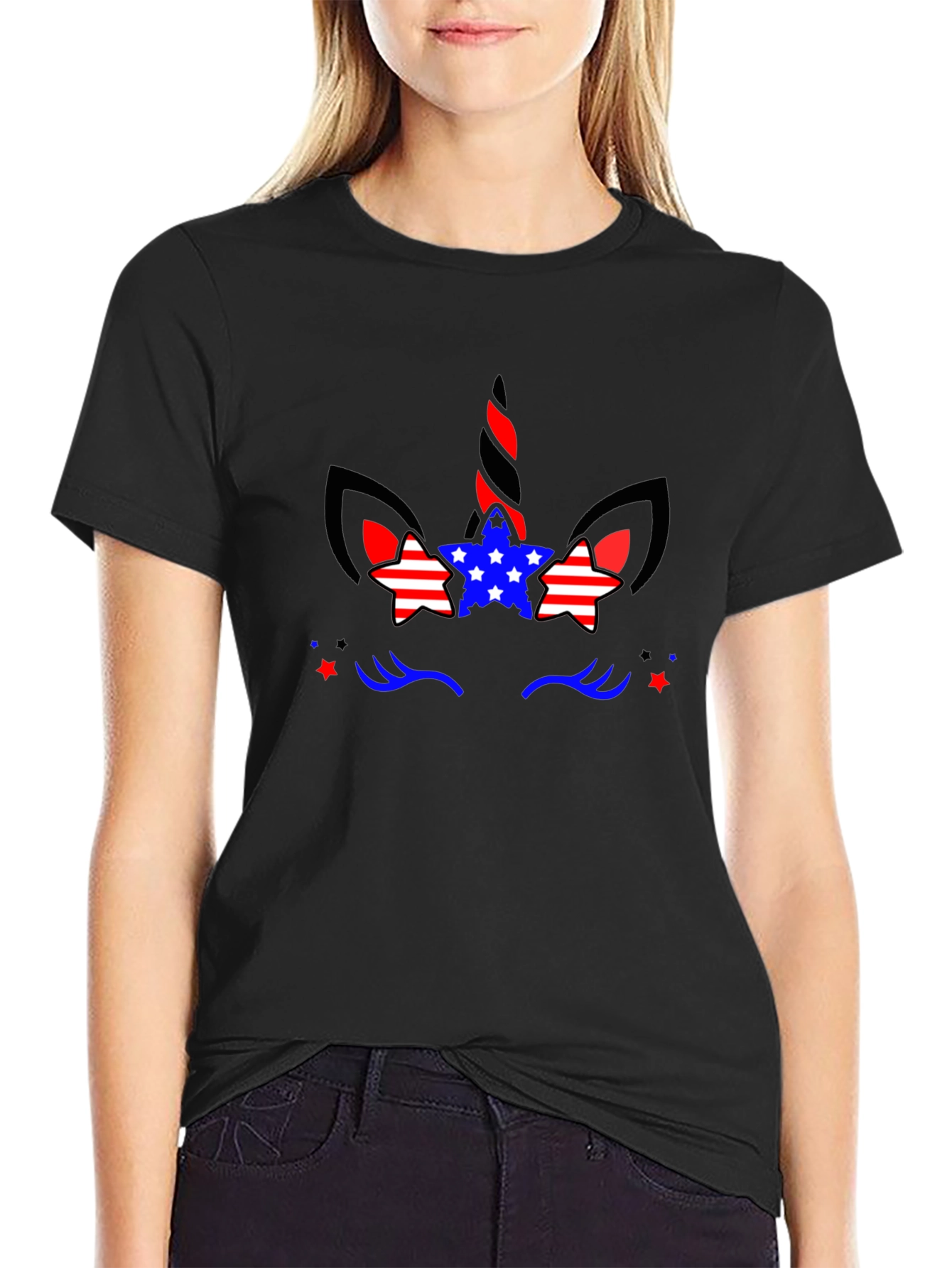 Patriotic Unicorn T-Shirt - Black