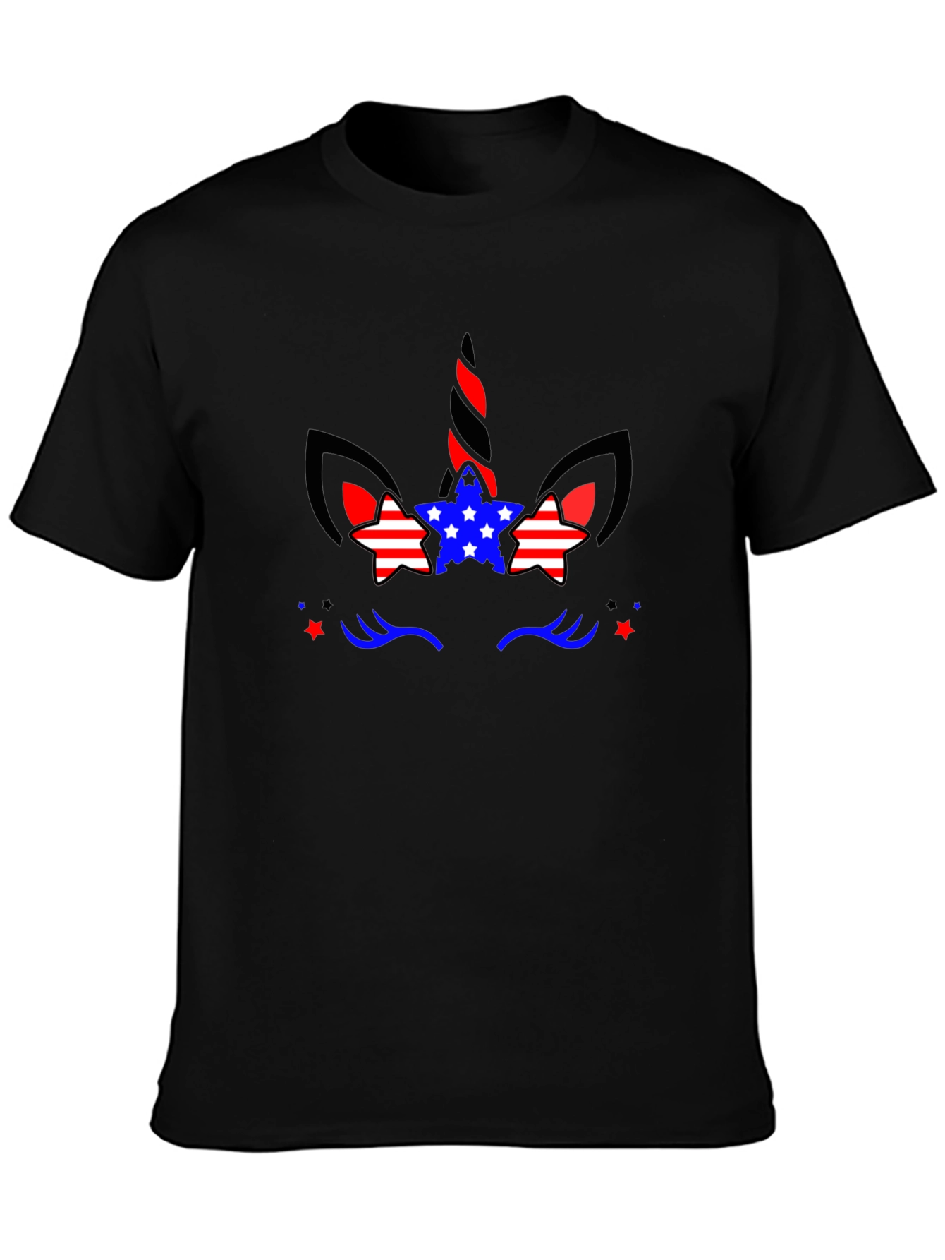 Patriotic Unicorn T-Shirt - Black
