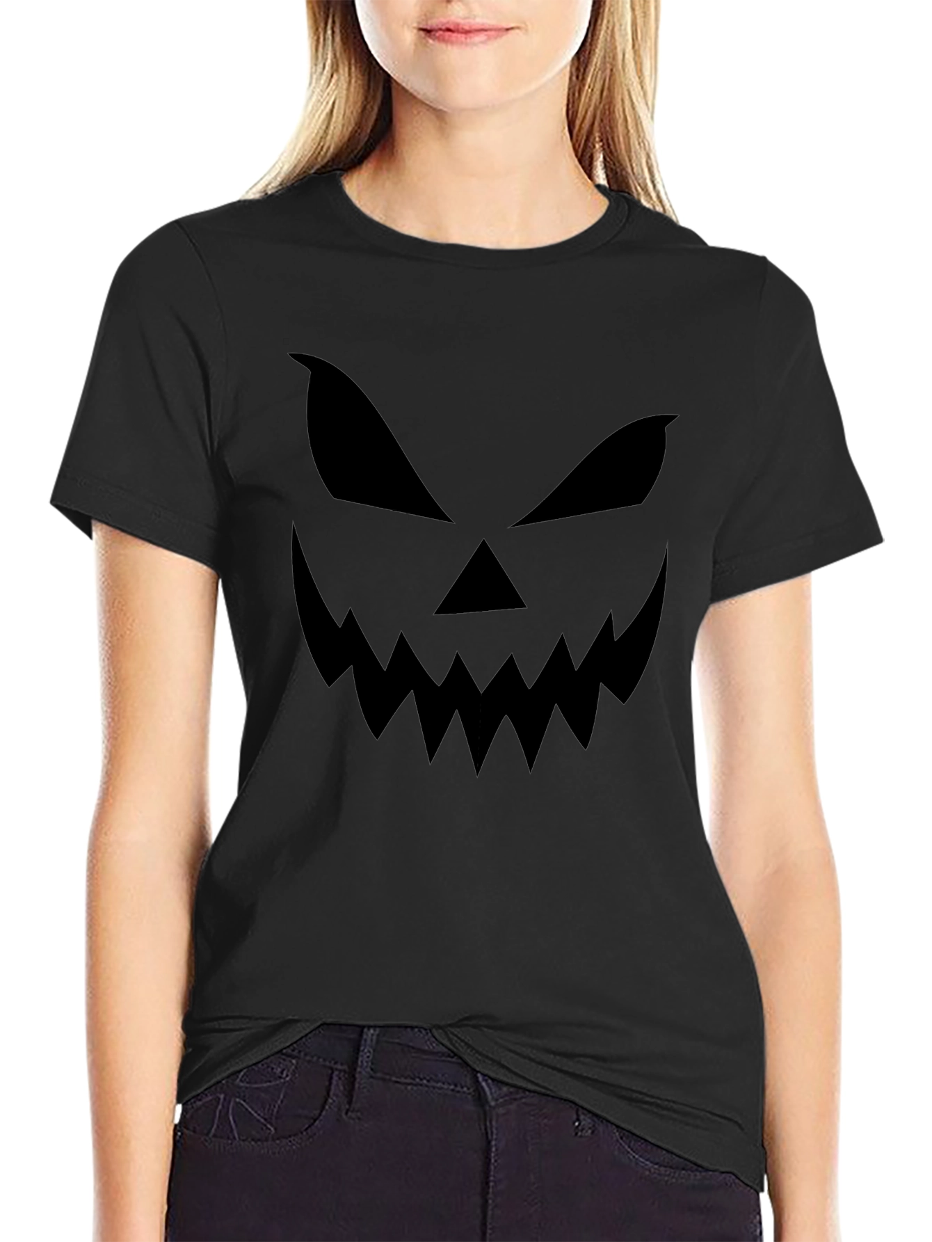 Halloween Face Black T-Shirt - Spooky Season