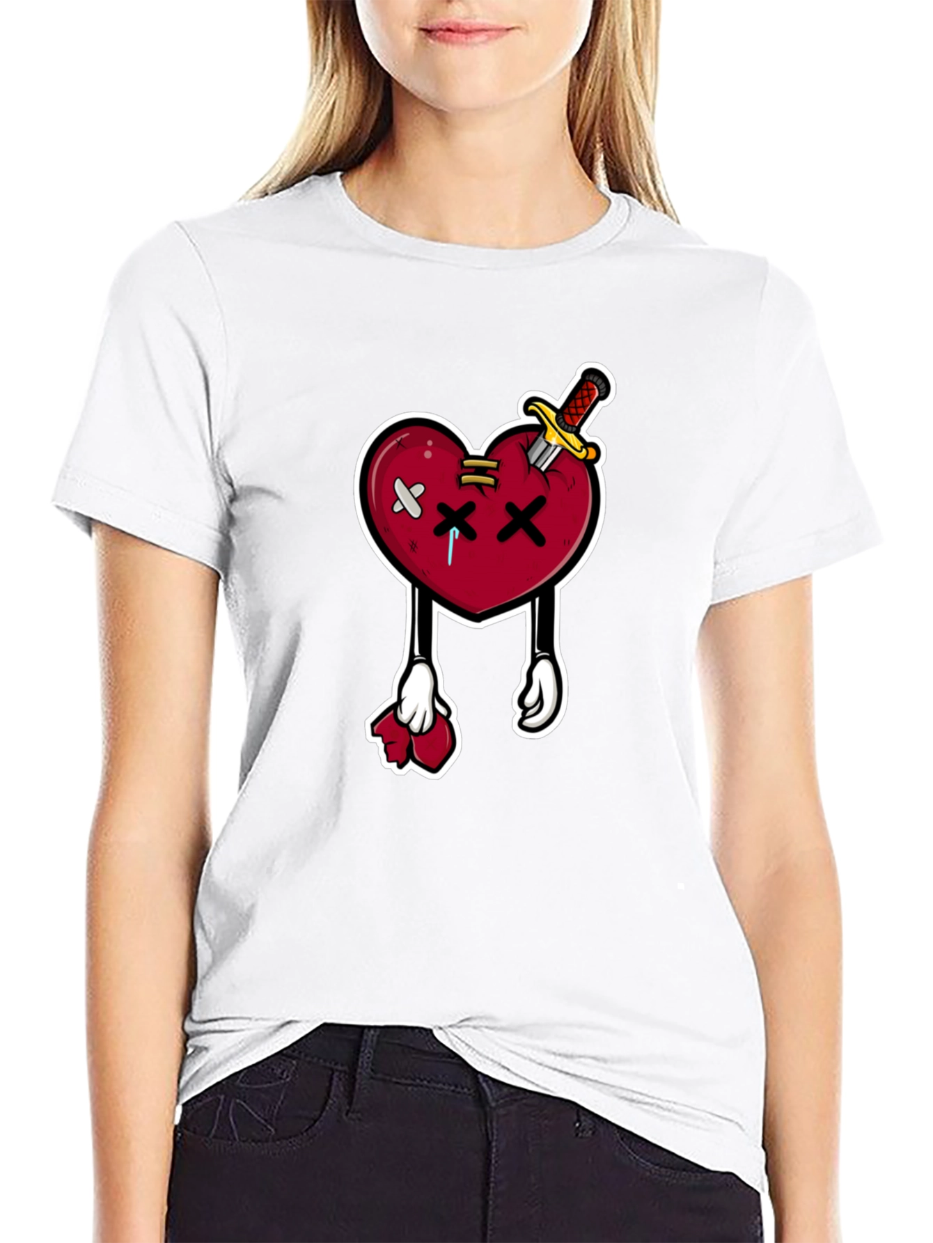 Cartoon Heart with Knife T-Shirt