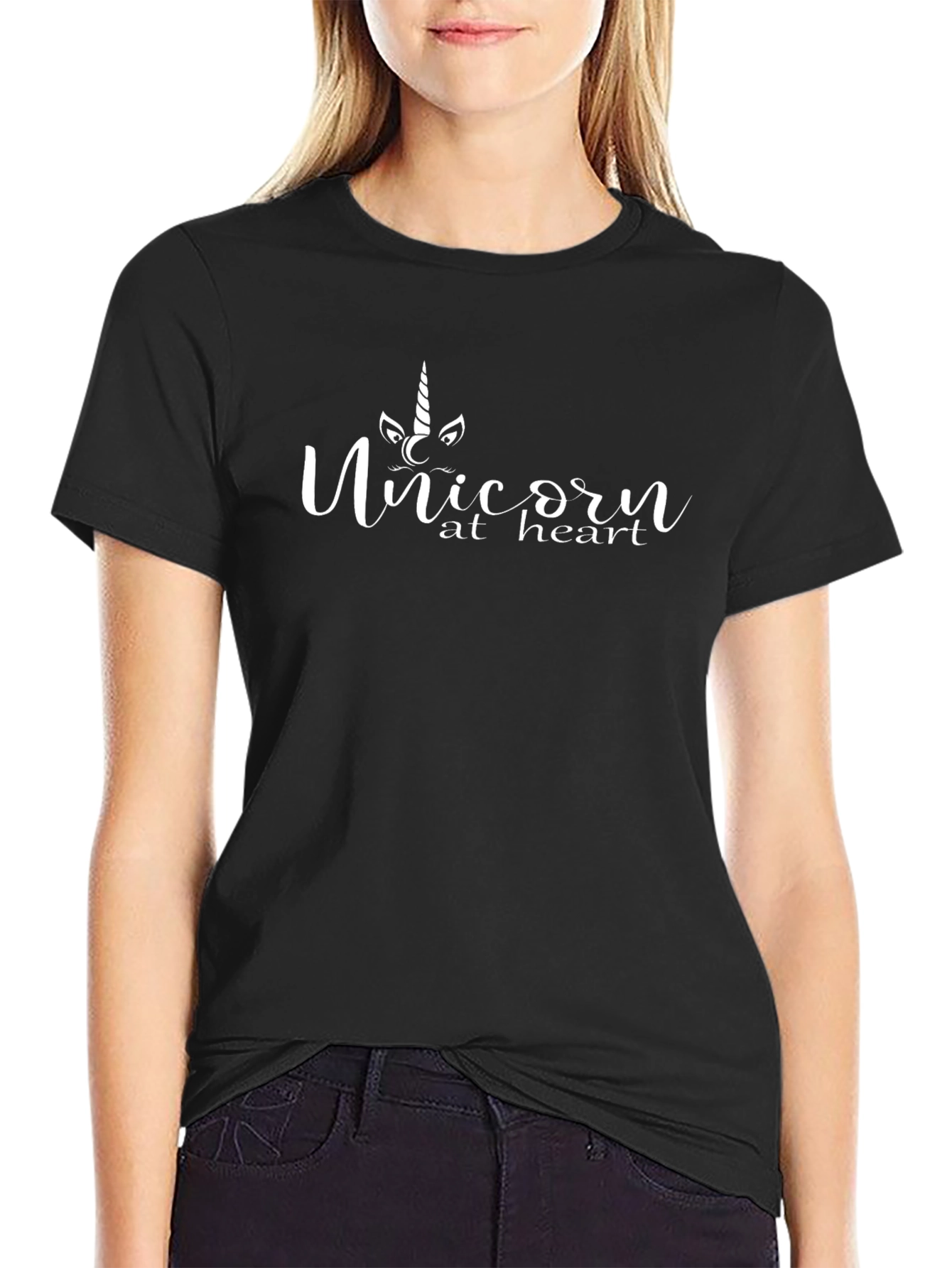 Unicorn at Heart Black Graphic T-Shirt