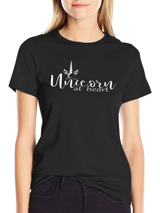 Unicorn at Heart Black Graphic T-Shirt