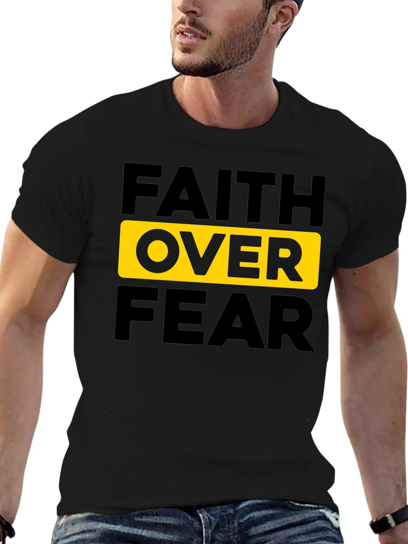 Faith Over Fear Graphic Tee - Mens Black T-Shirt