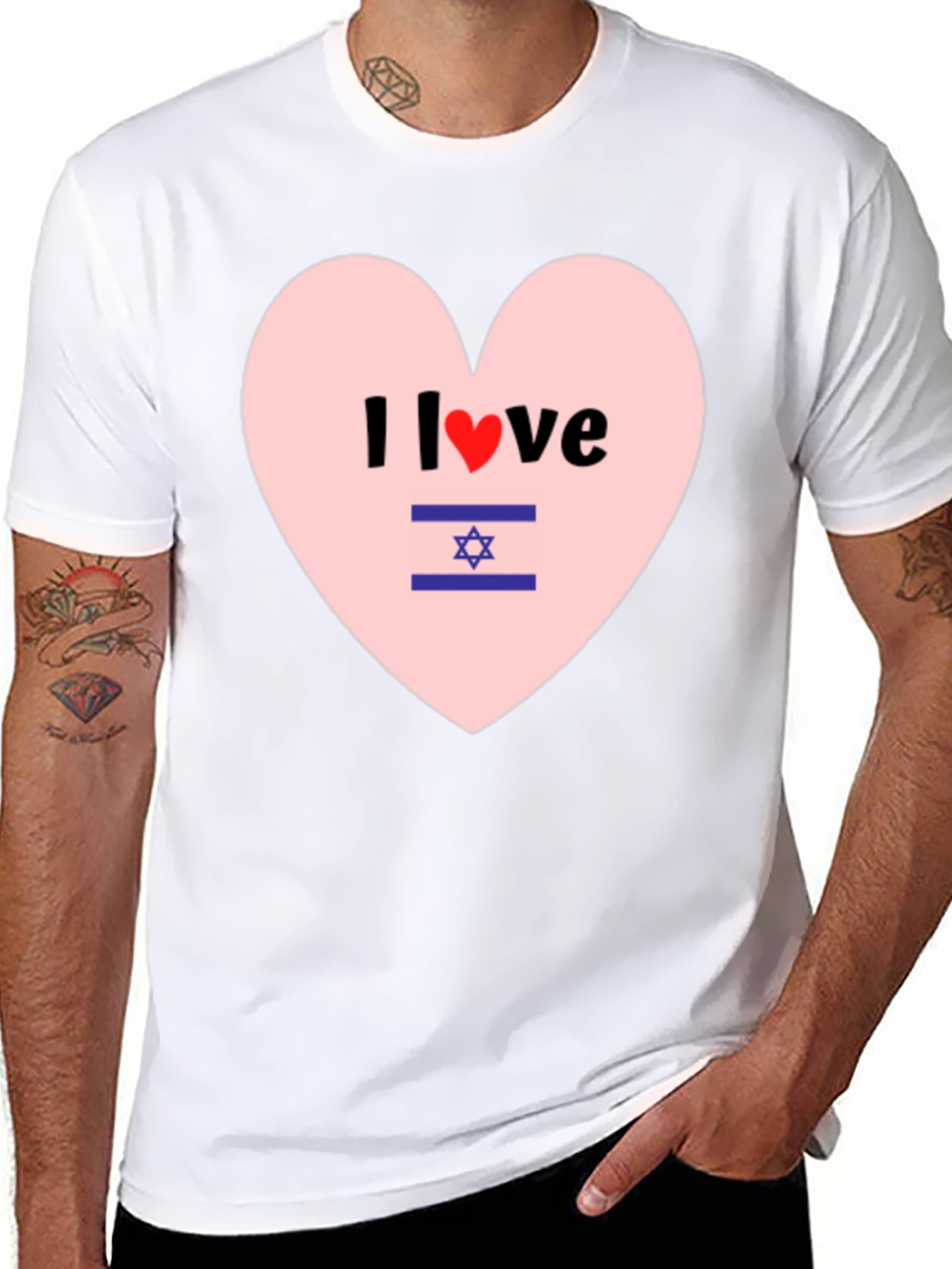 I Love Israel T-Shirt Heart Design Black