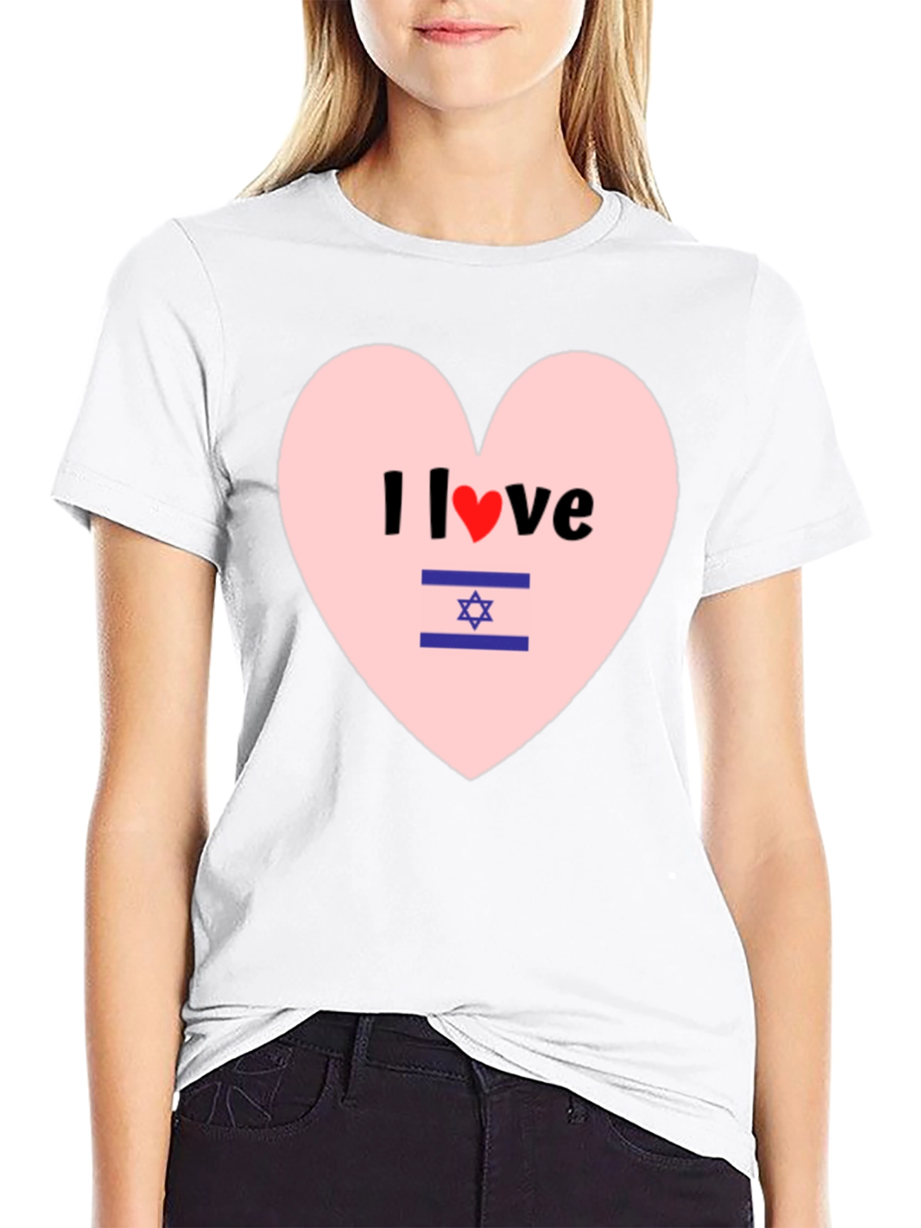 I Love Israel T-Shirt Heart Design Black
