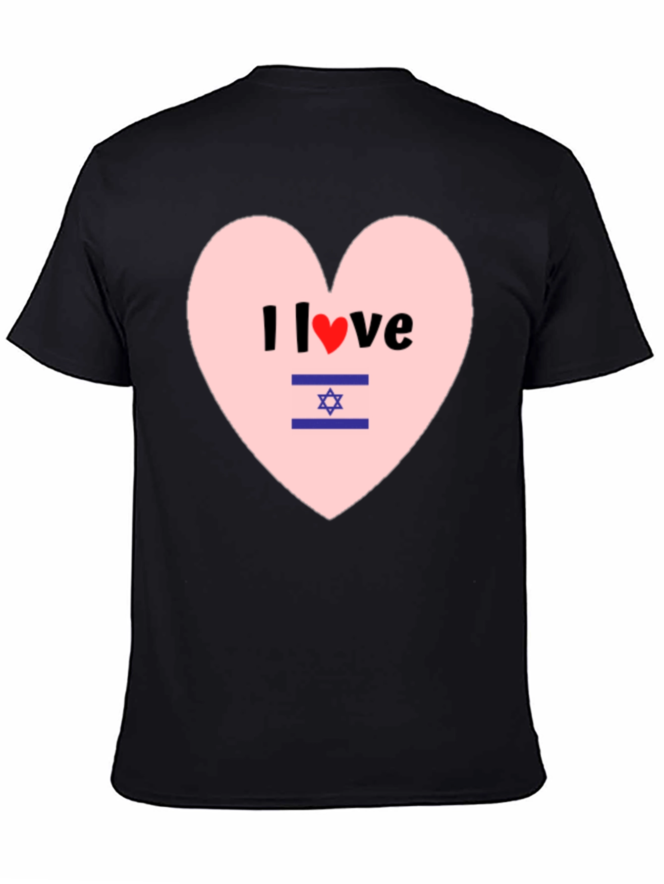 I Love Israel T-Shirt Heart Design Black