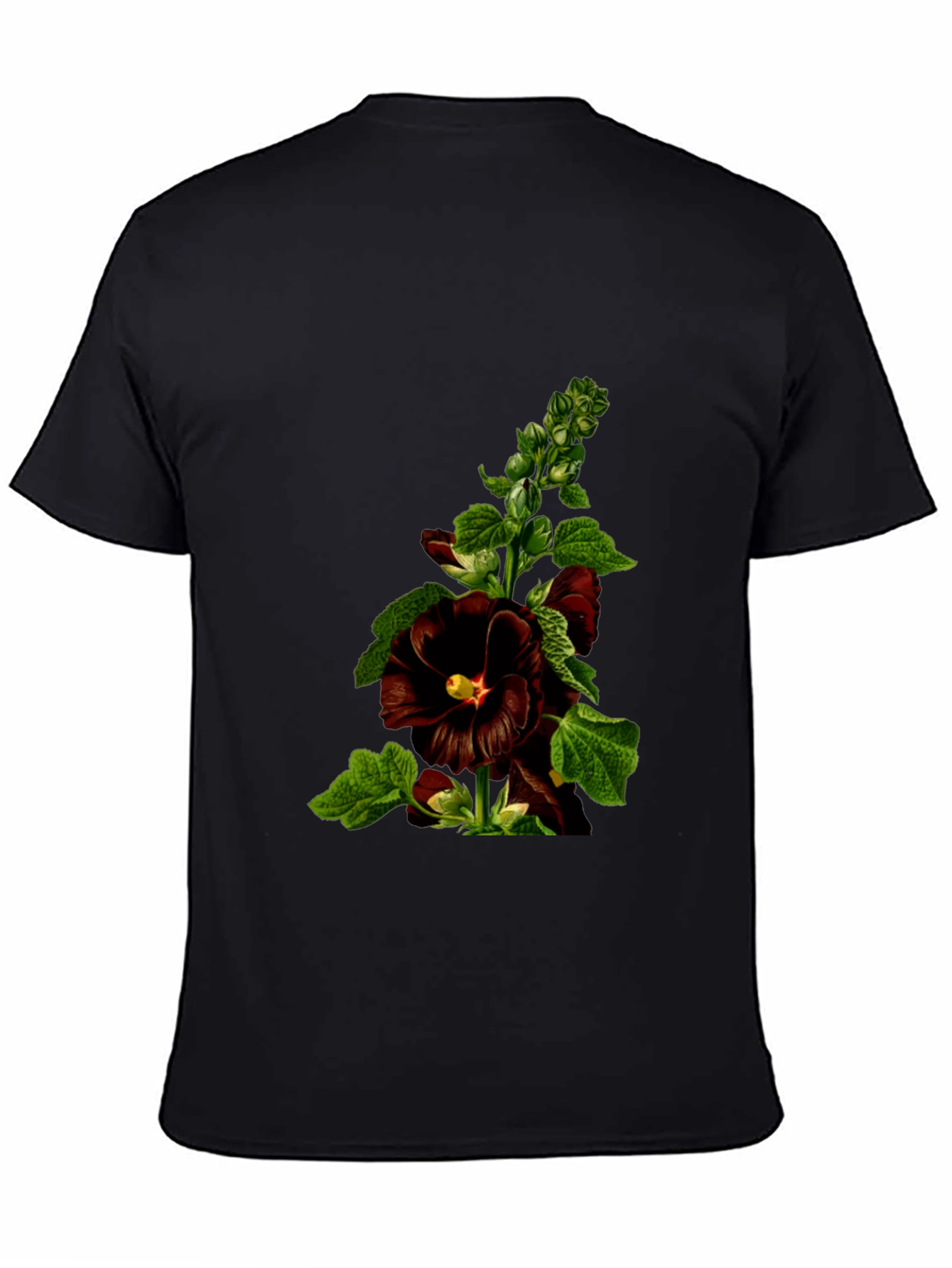 Floral Black T-Shirt - Unique Botanical Design