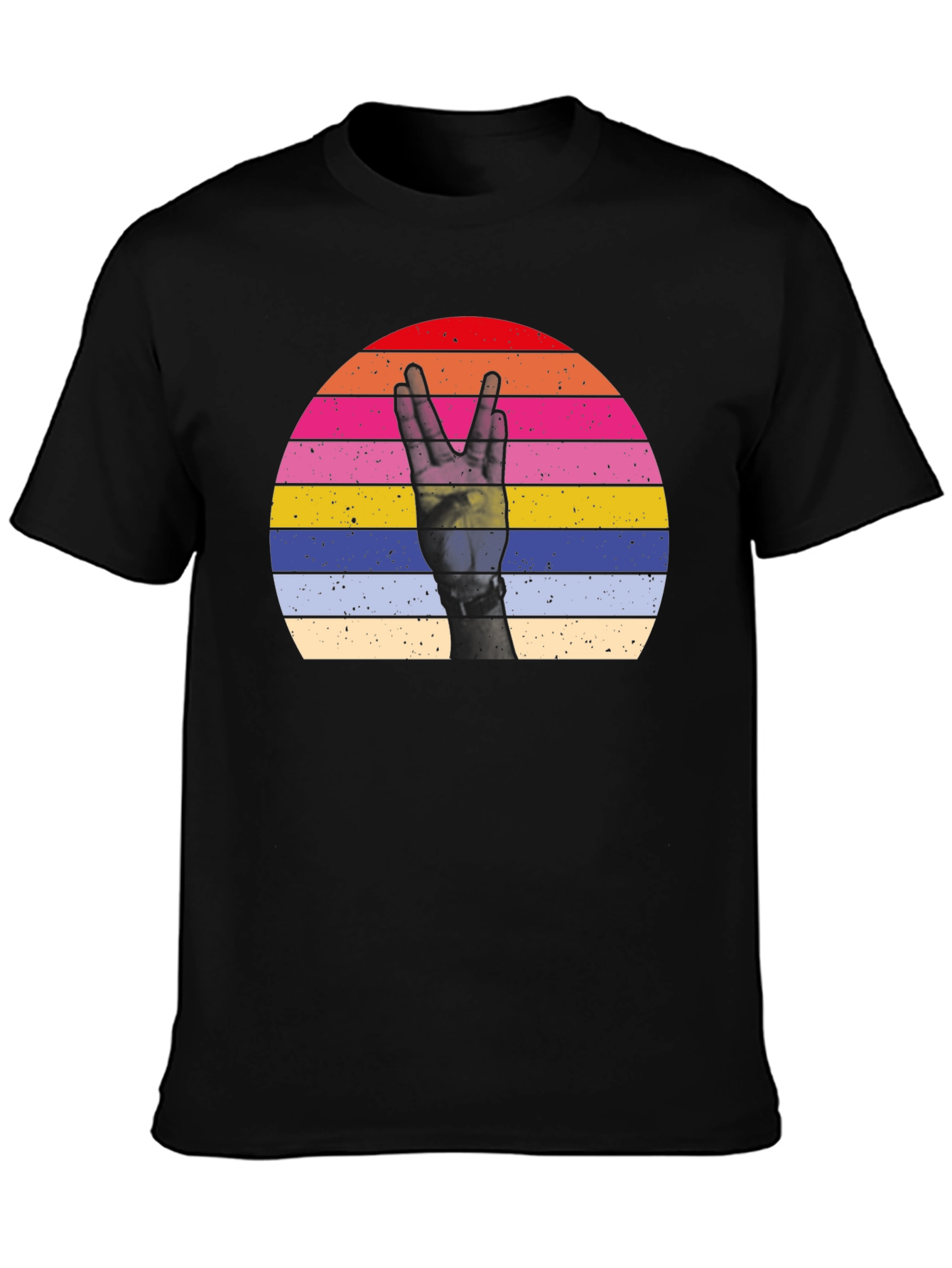 Retro Sunset Peace Sign Graphic T-Shirt
