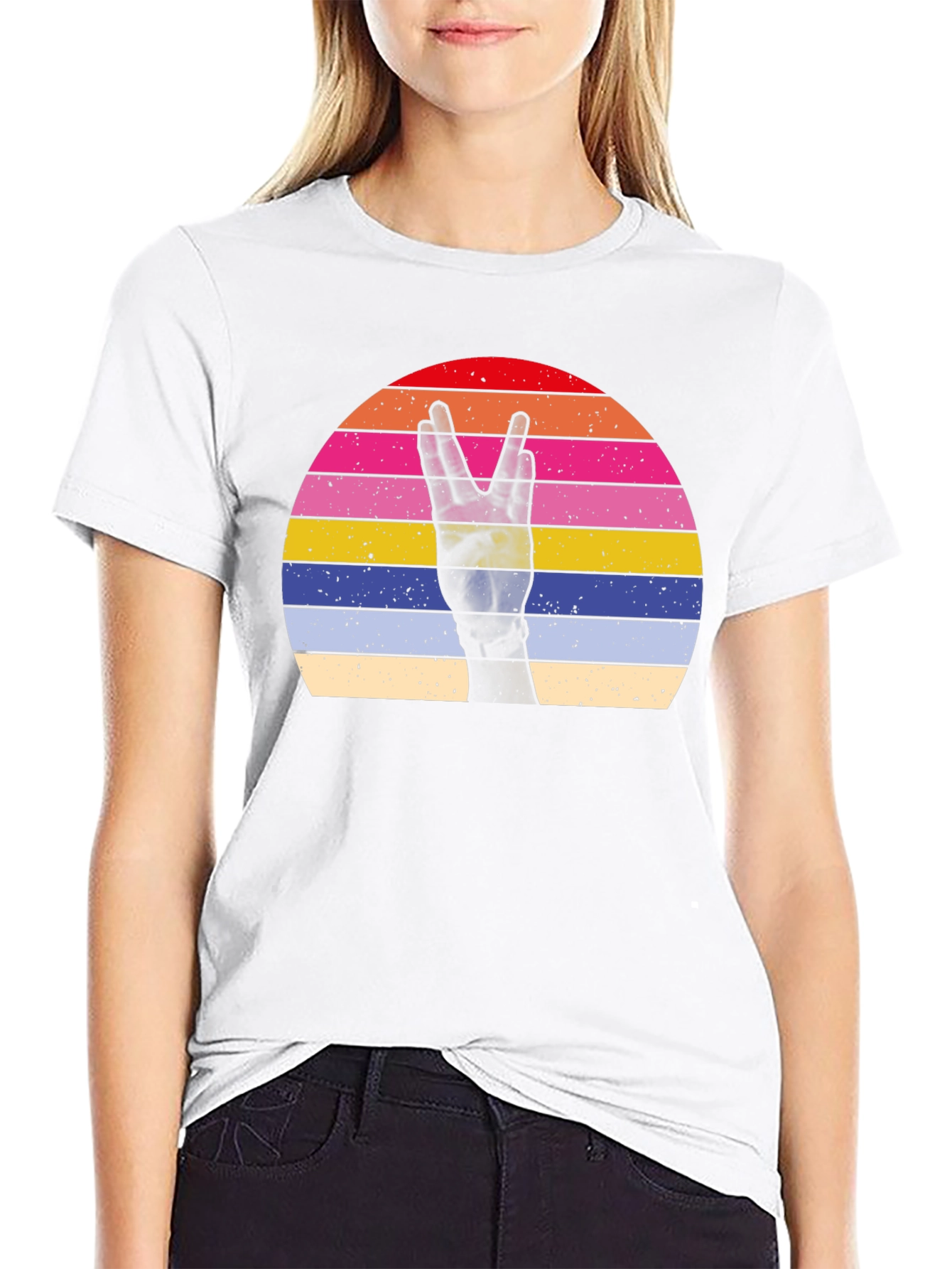 Retro Sunset Peace Sign Graphic T-Shirt