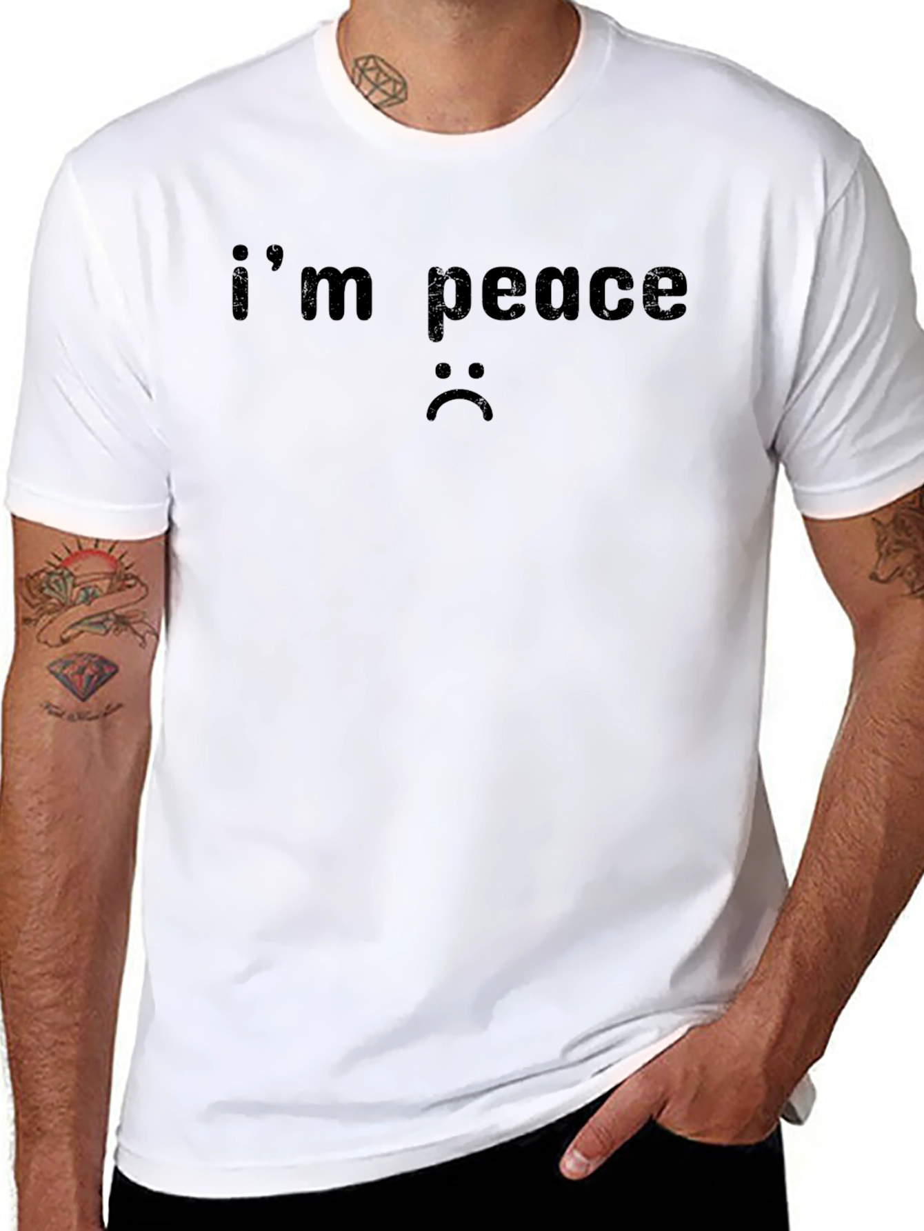 Im Peace Sad Face Black T-Shirt
