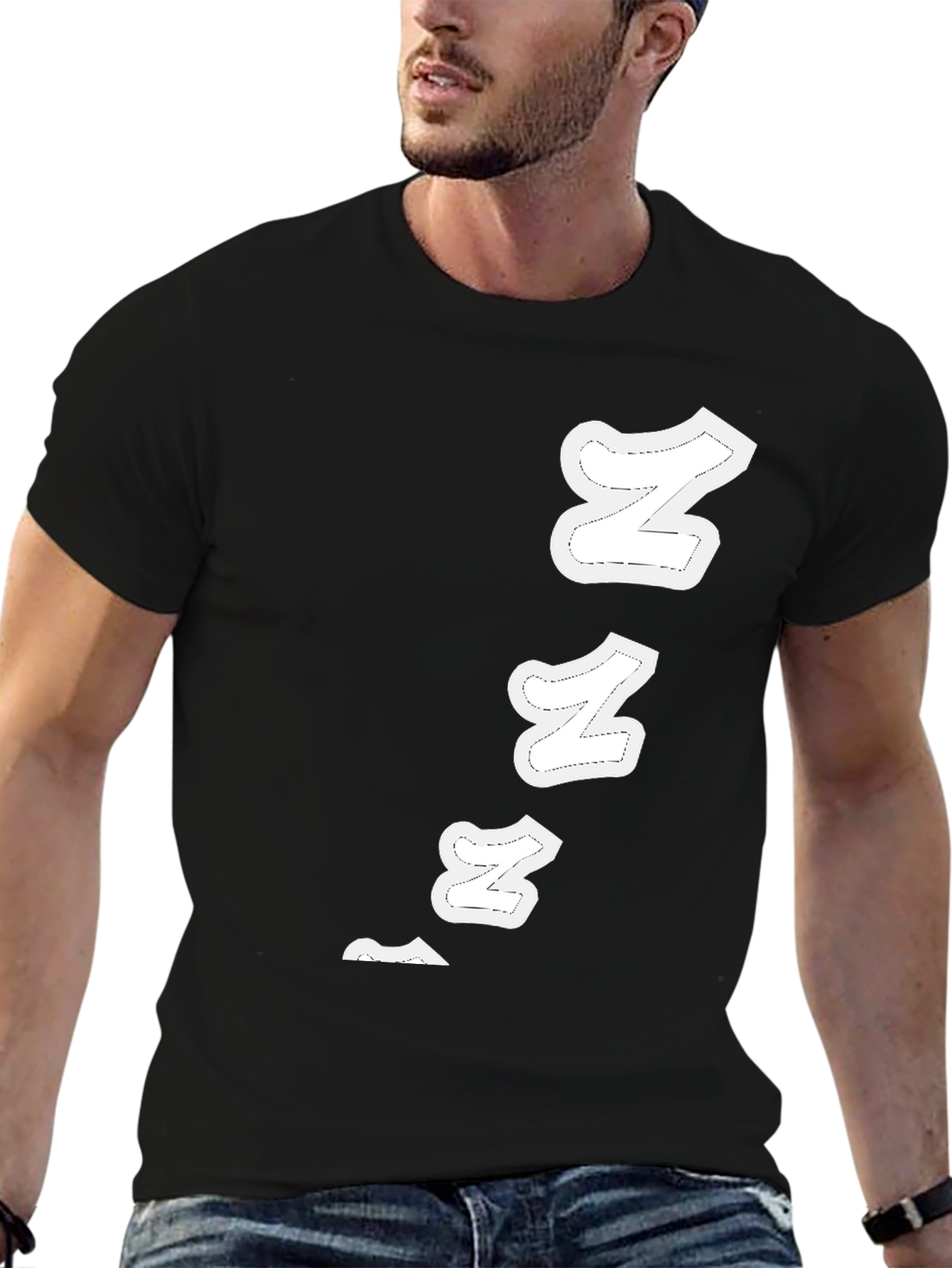 Sleepy Zs Black Cotton Graphic T-Shirt