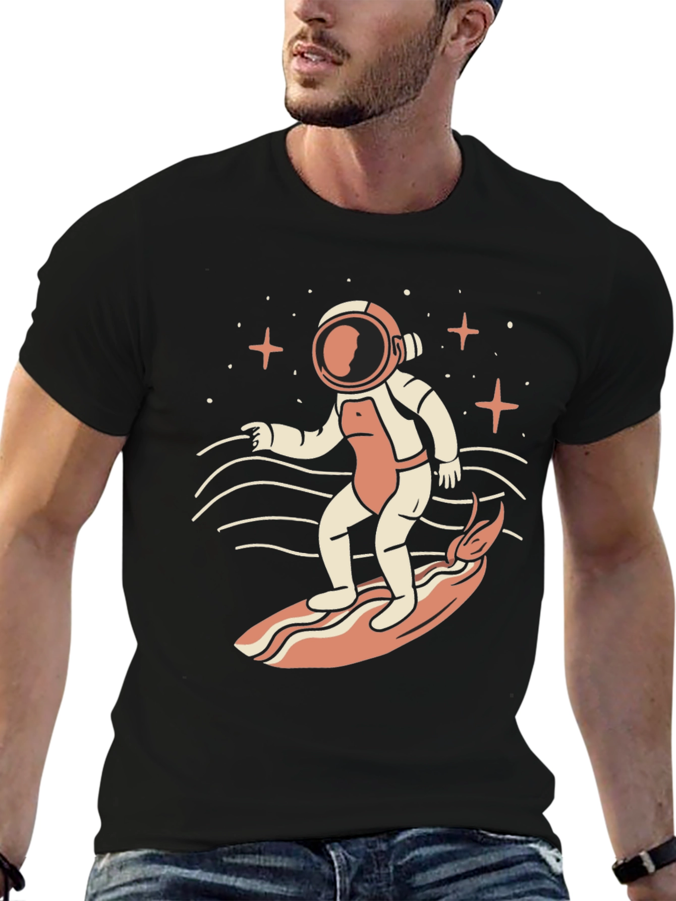 Astronaut Surfing Graphic T-Shirt