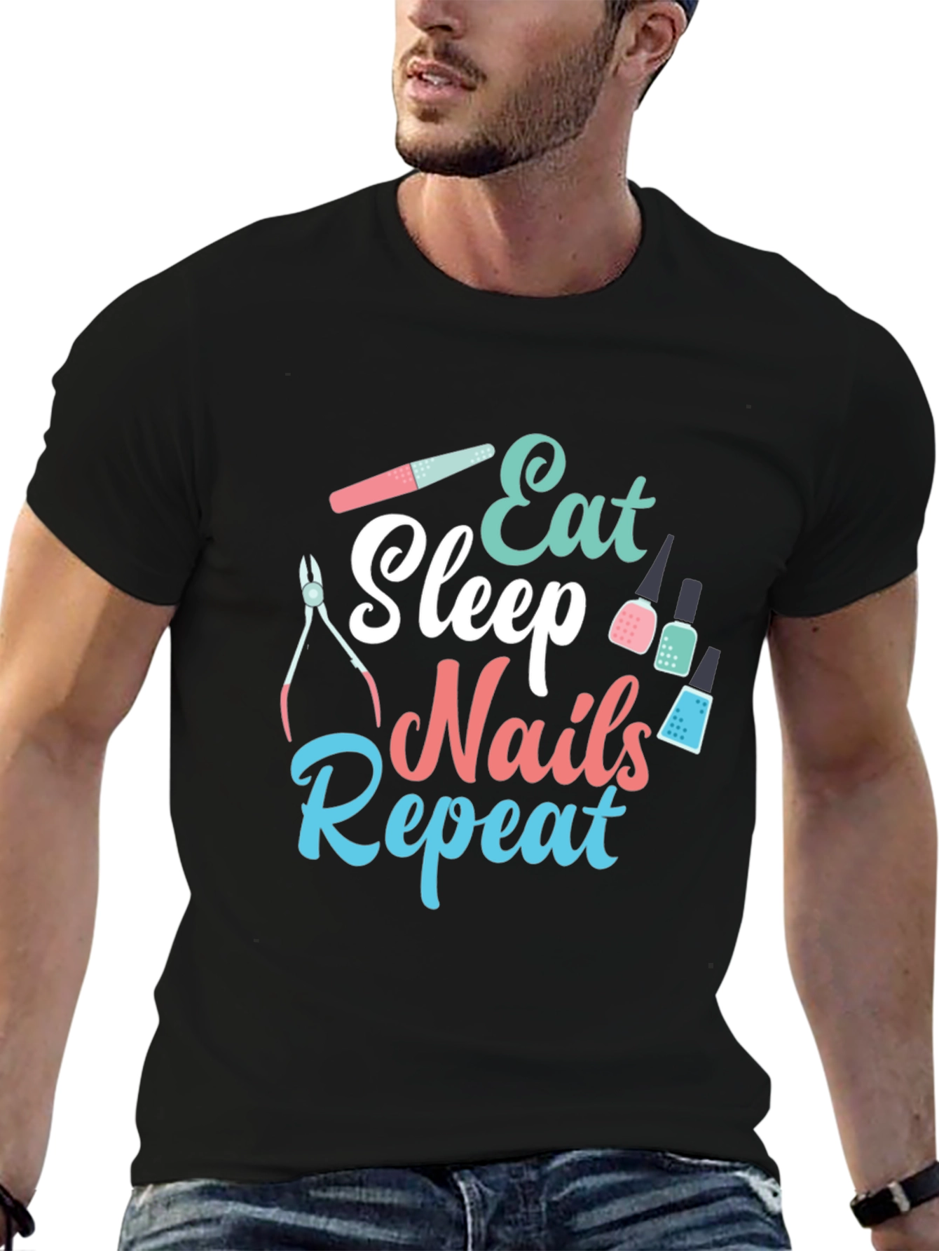 Eat Sleep Nails Repeat Graphic Tee