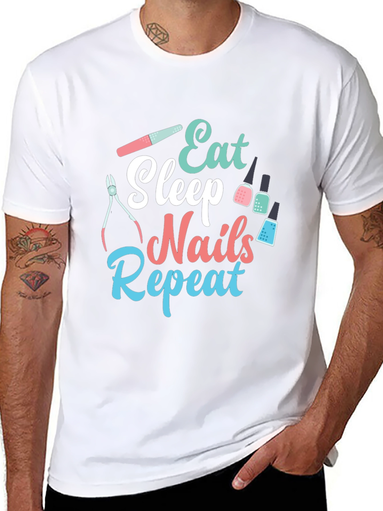 Eat Sleep Nails Repeat Graphic Tee