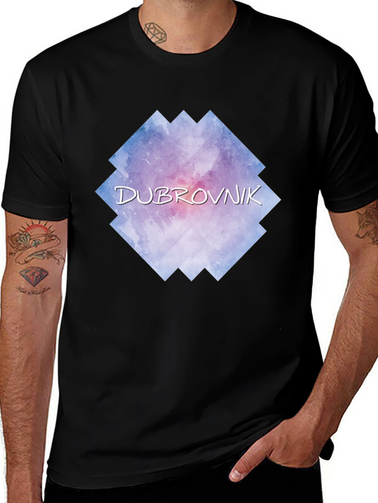 Dubrovnik Watercolor Graphic Black T-Shirt