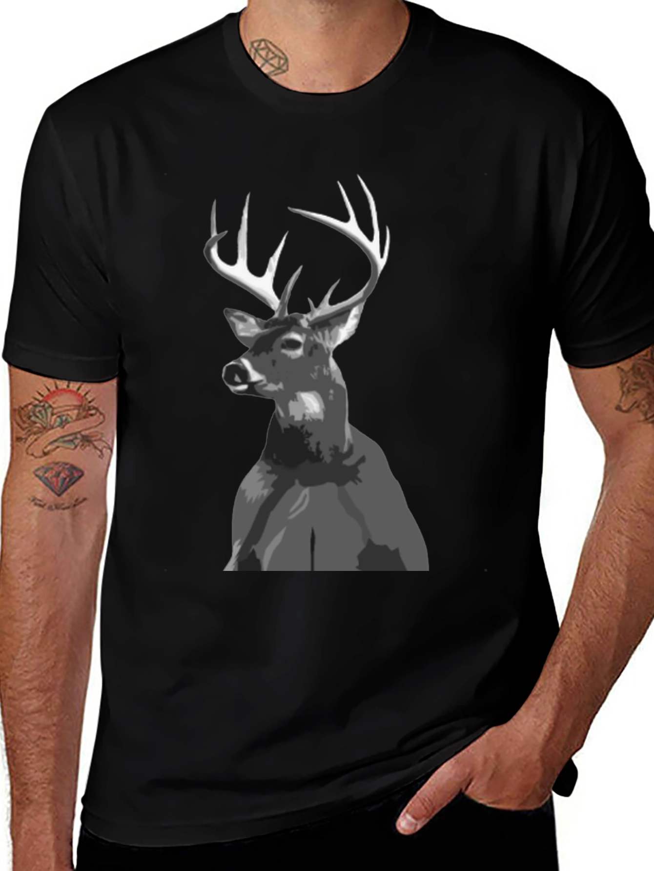 Buck Deer Graphic Tee - Black