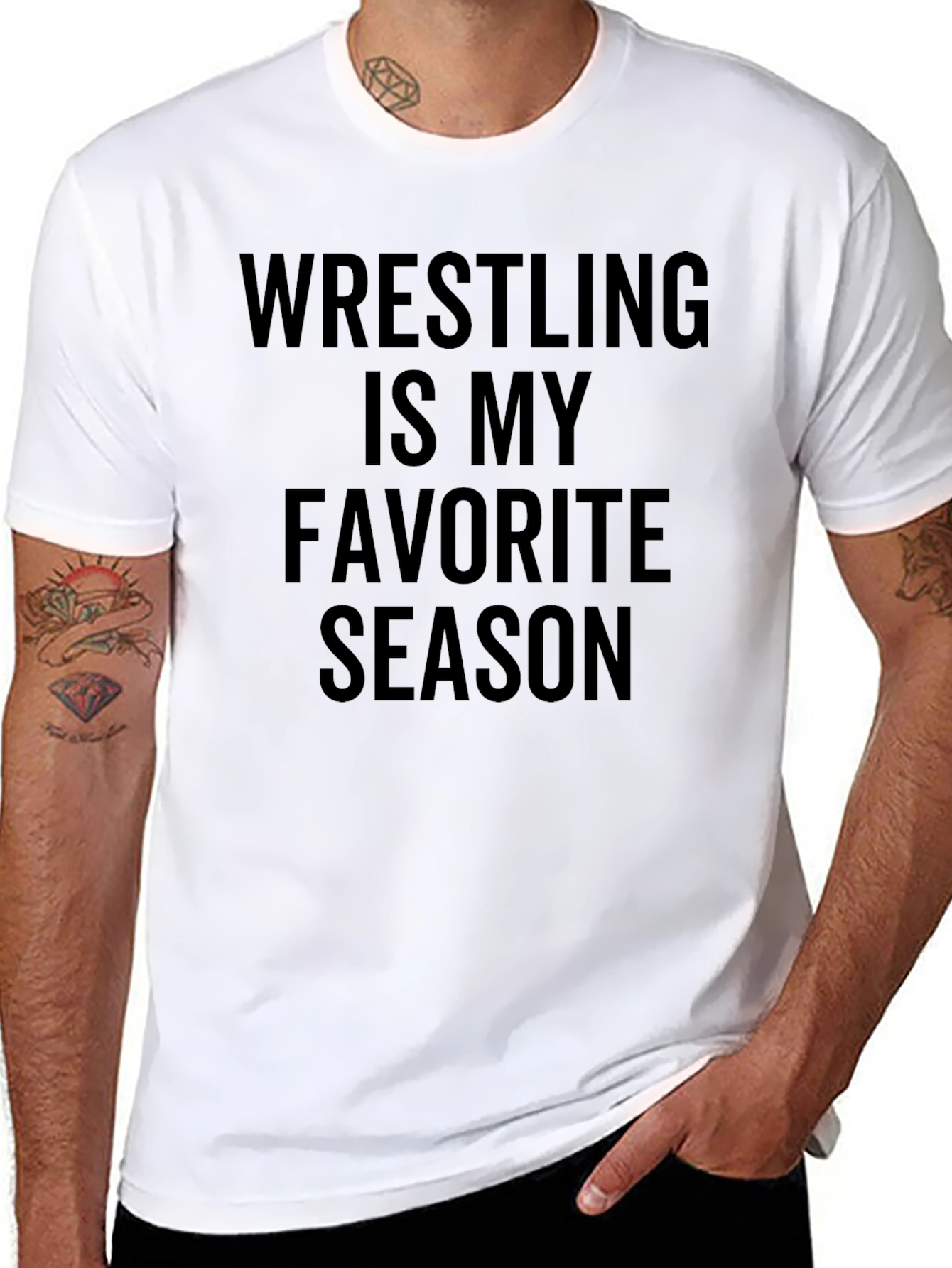 Wrestling Is My Favorite Season Black Graphic Tee