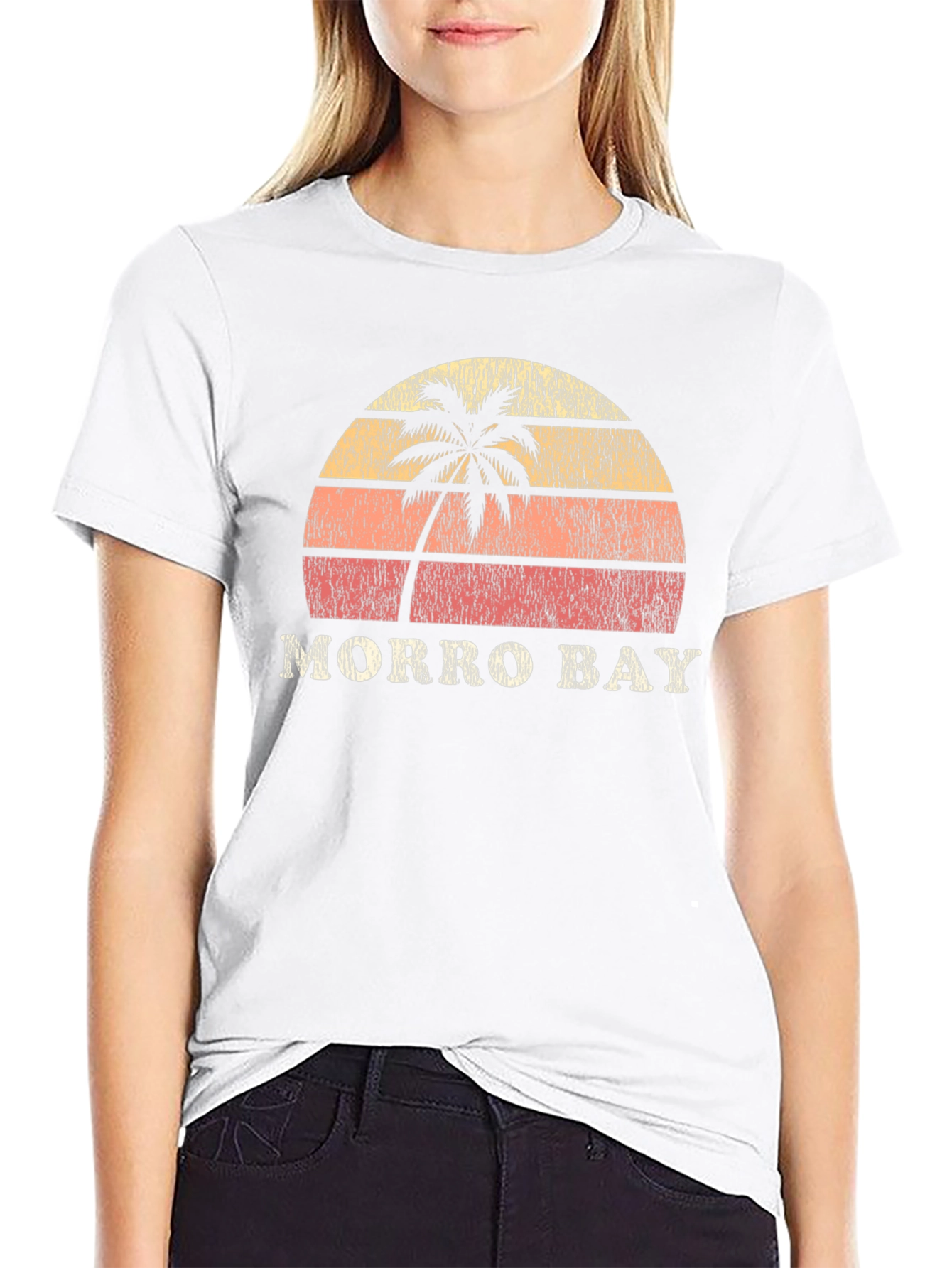 Morro Bay Retro Sunset Graphic Tee - Black