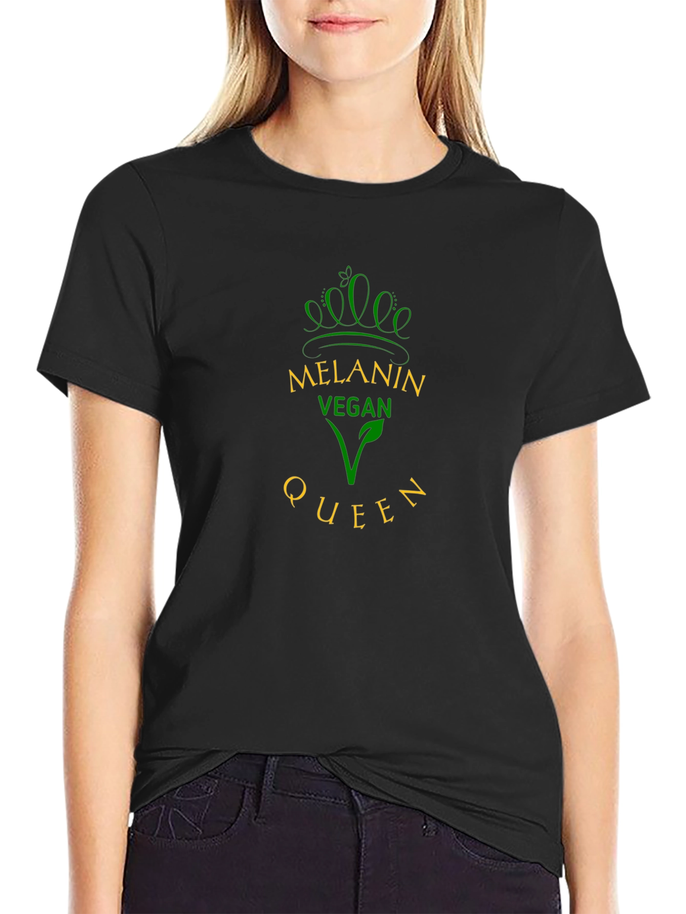 Melanin Vegan Queen Black Graphic T-Shirt