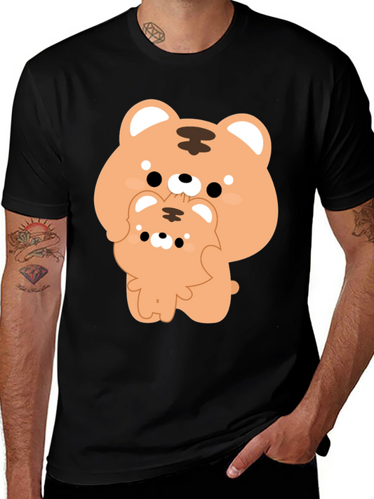 Cute Tiger Cub Graphic Tee - Black Cotton Blend T-Shirt