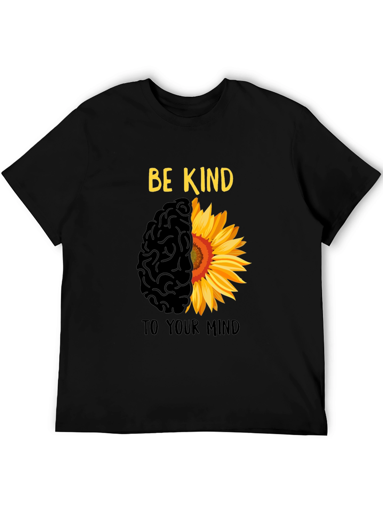 Be Kind T-Shirt - Brain & Sunflower Design