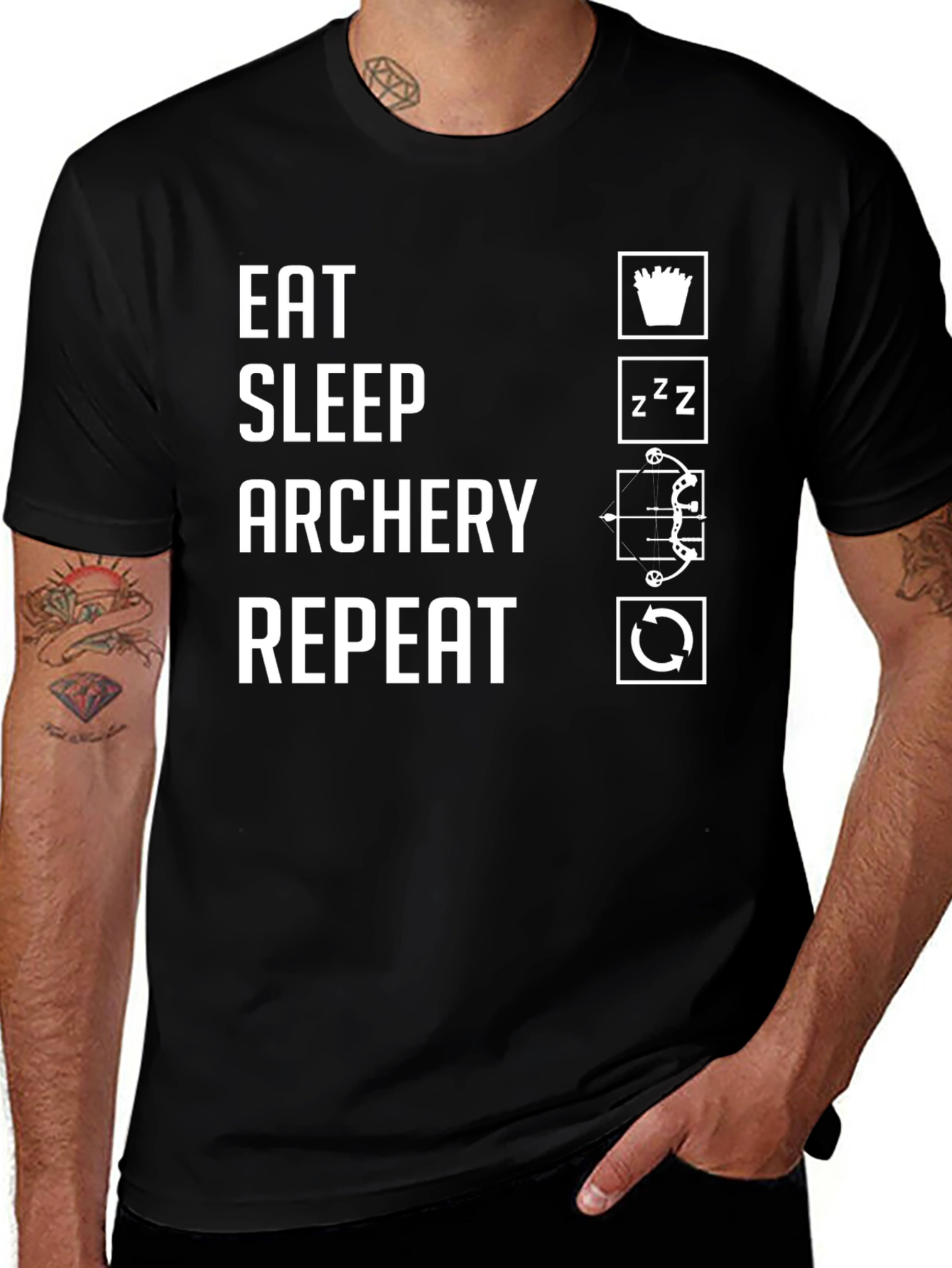 Eat Sleep Archery Repeat Black T-Shirt
