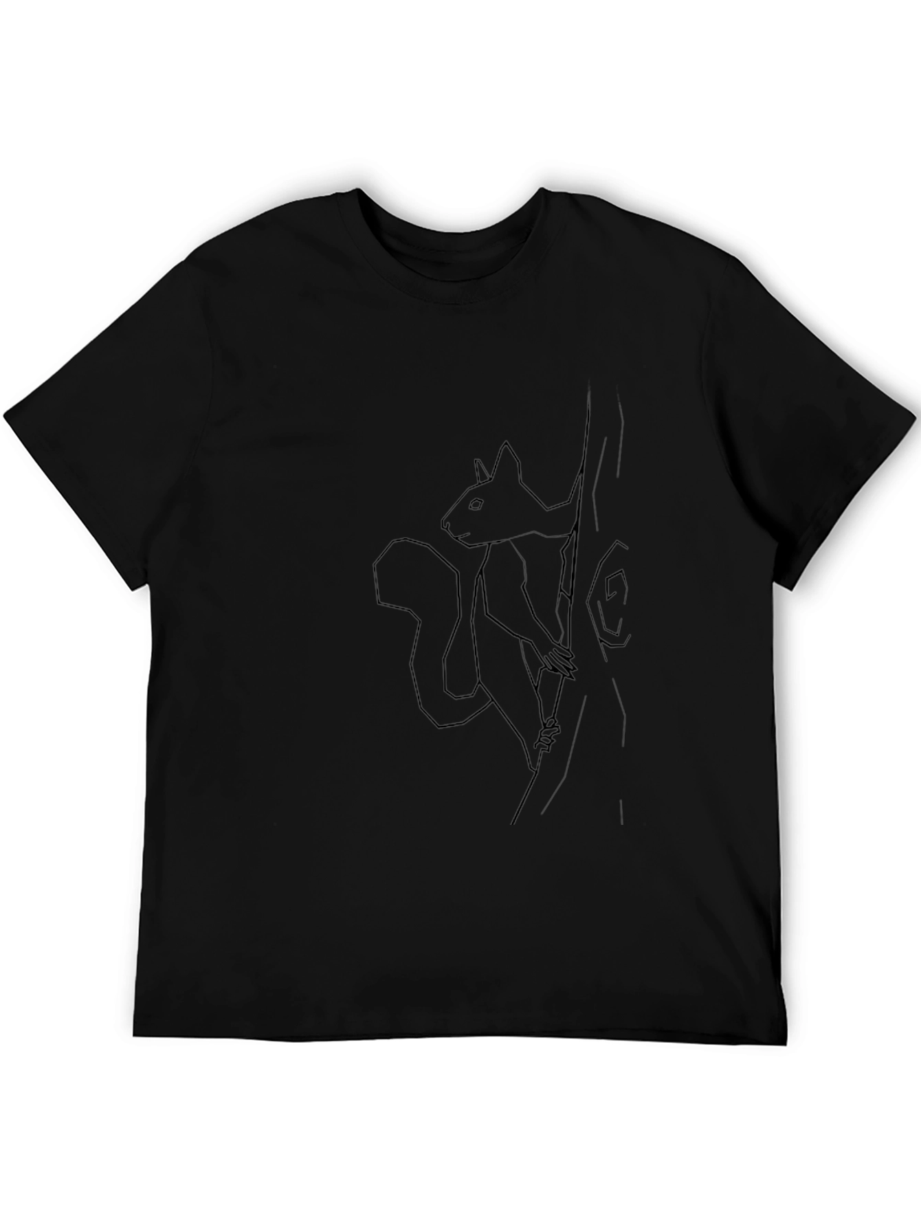 Squirrel Tree Graphic Tee - Black Cotton Casual Wear