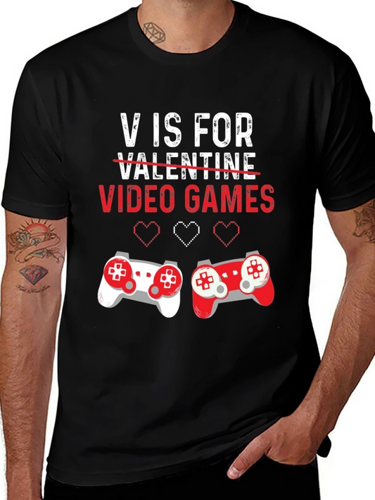 V is for Video Games T-Shirt - Gamer Valentines Day Tee