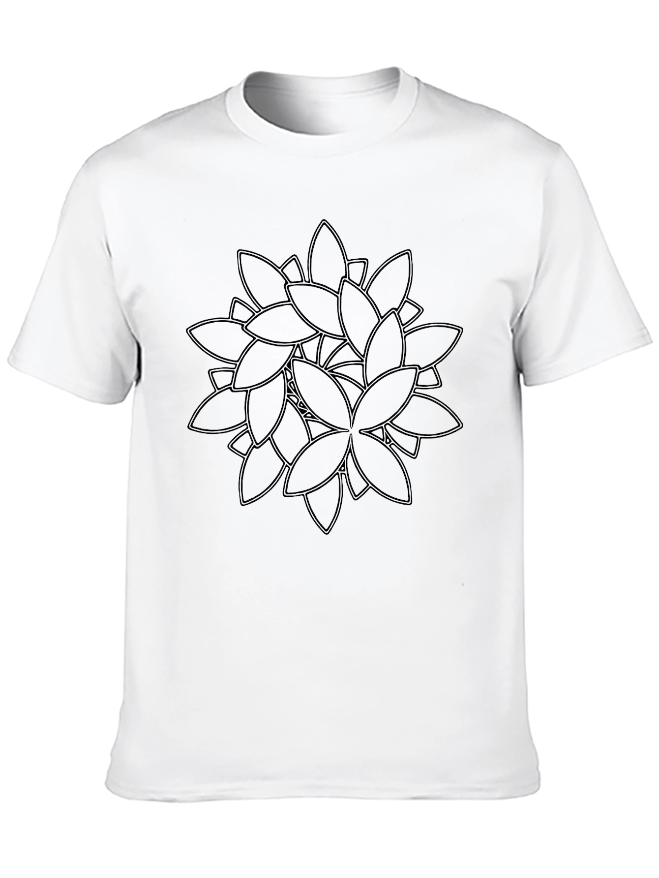 Modern Floral Black T-Shirt